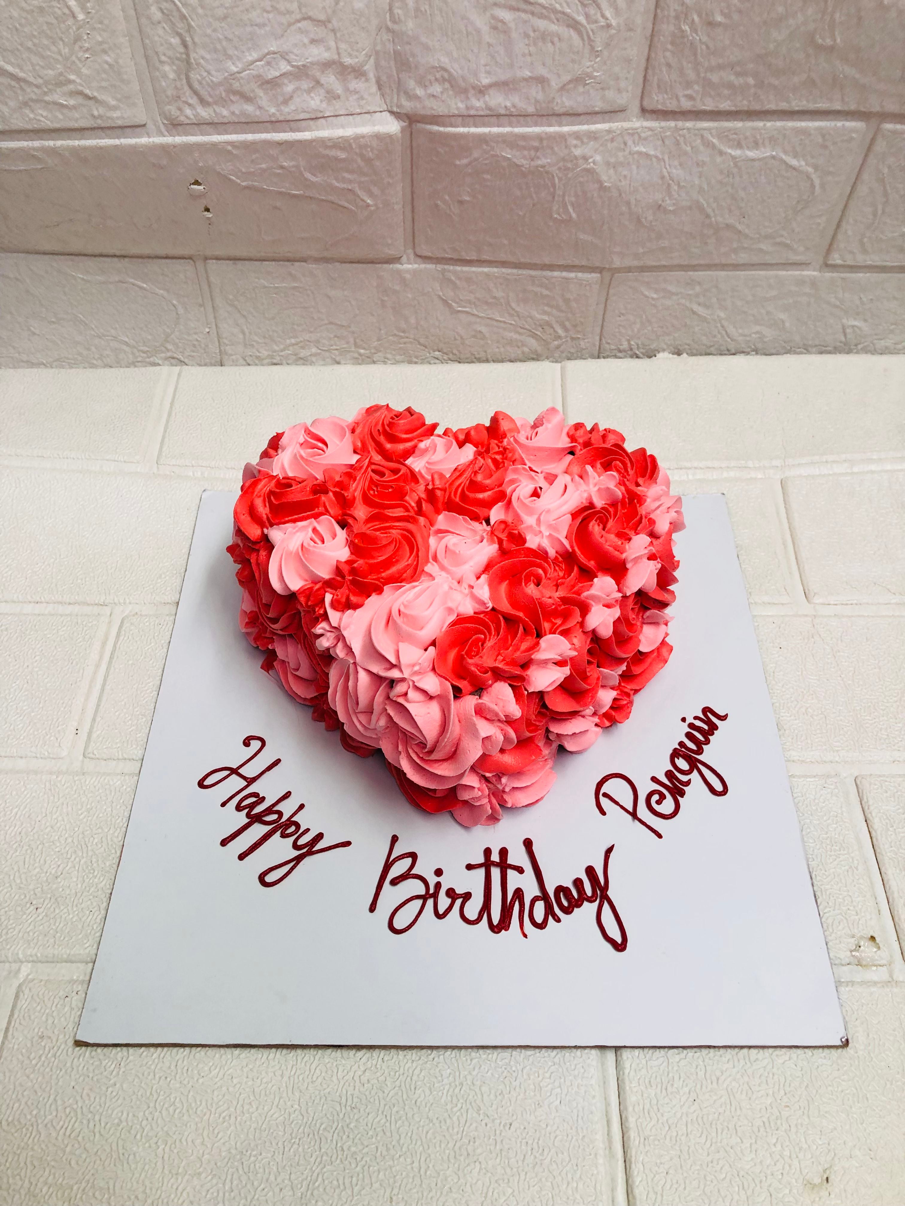 Rose Heart Birthday Cake