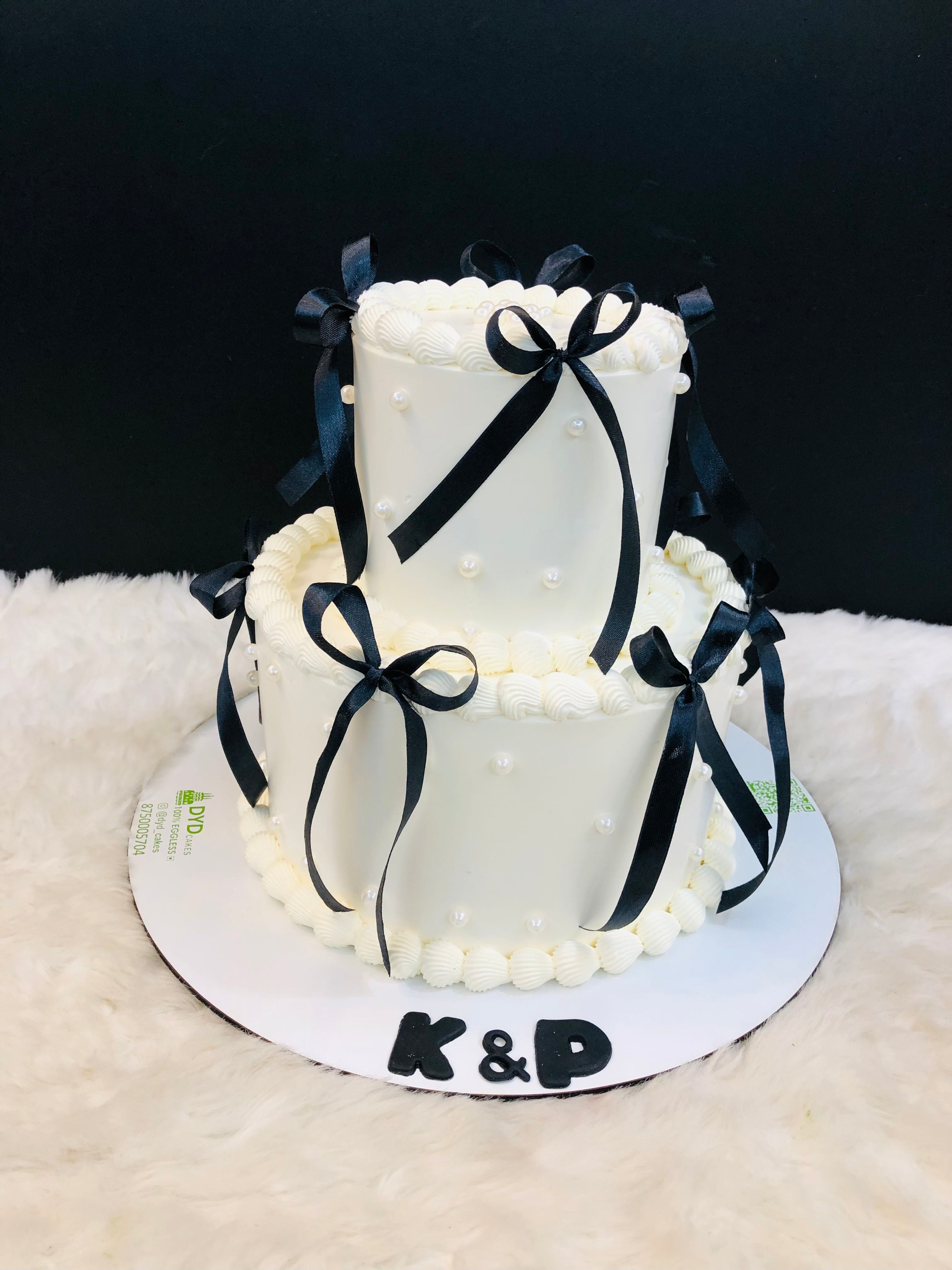 K & P Elegant Pearl Anniversary Cake