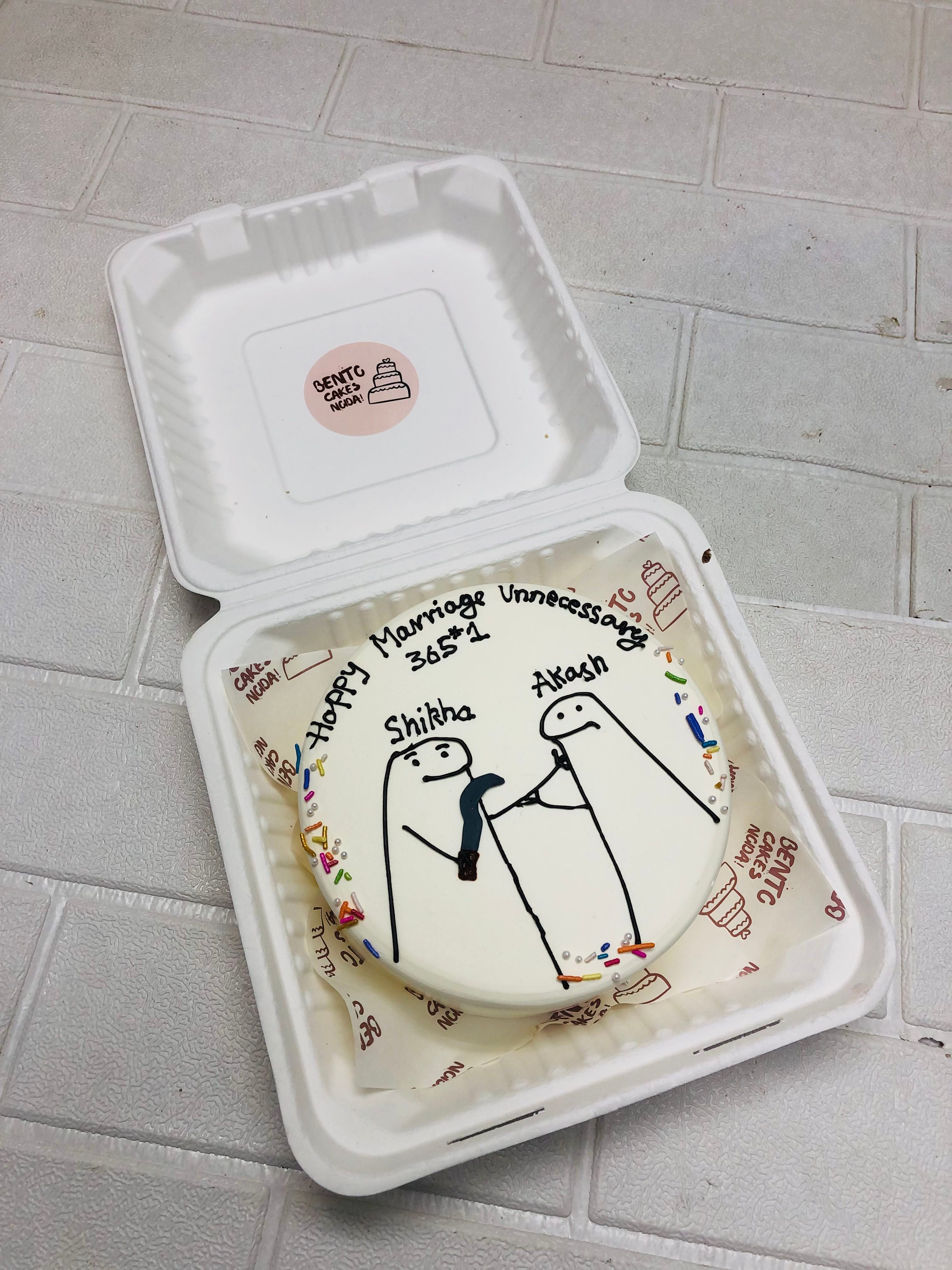 Shikha & Akash Funny Anniversary Bento Cake