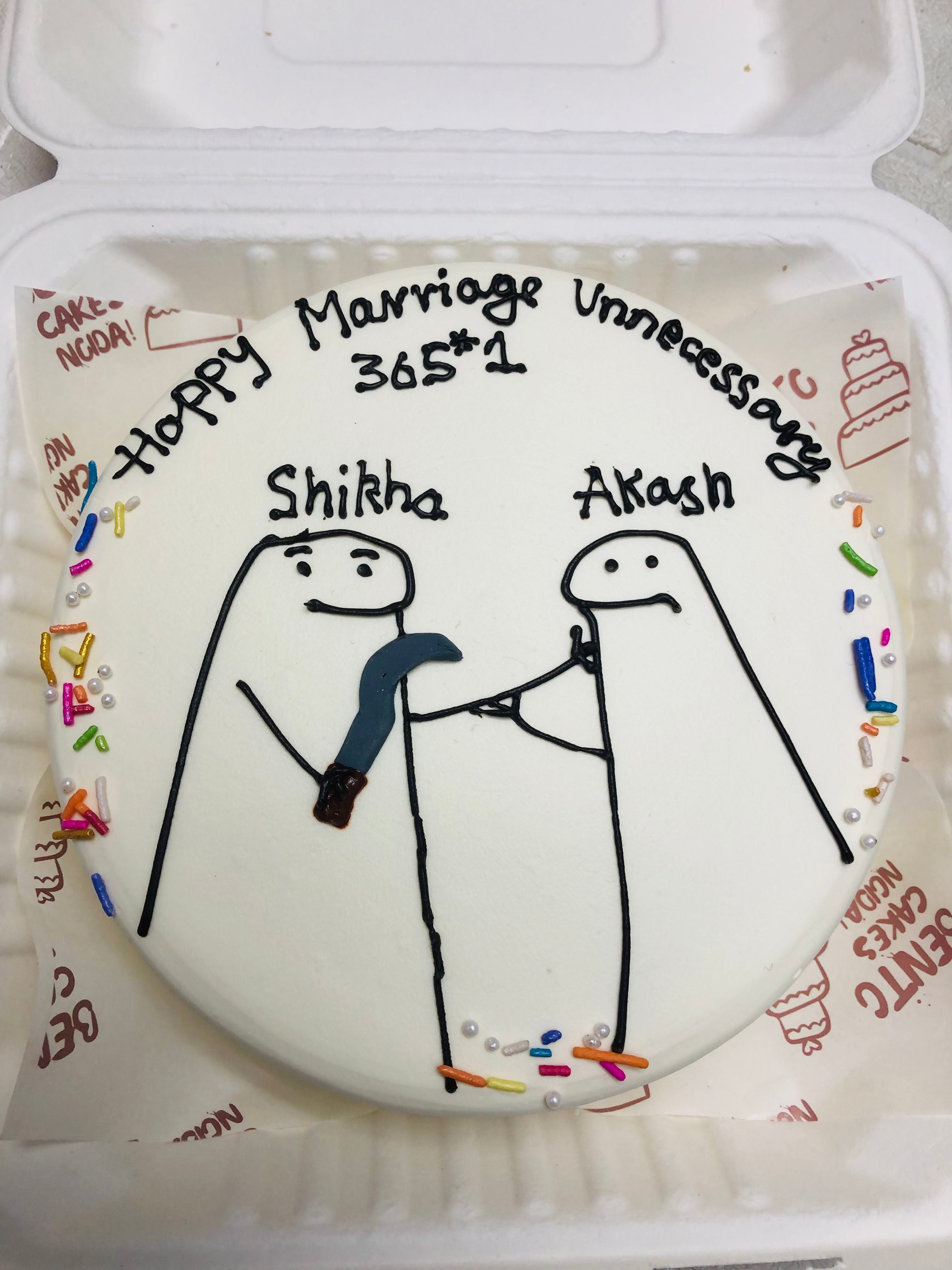 Shikha & Akash Funny Anniversary Bento Cake
