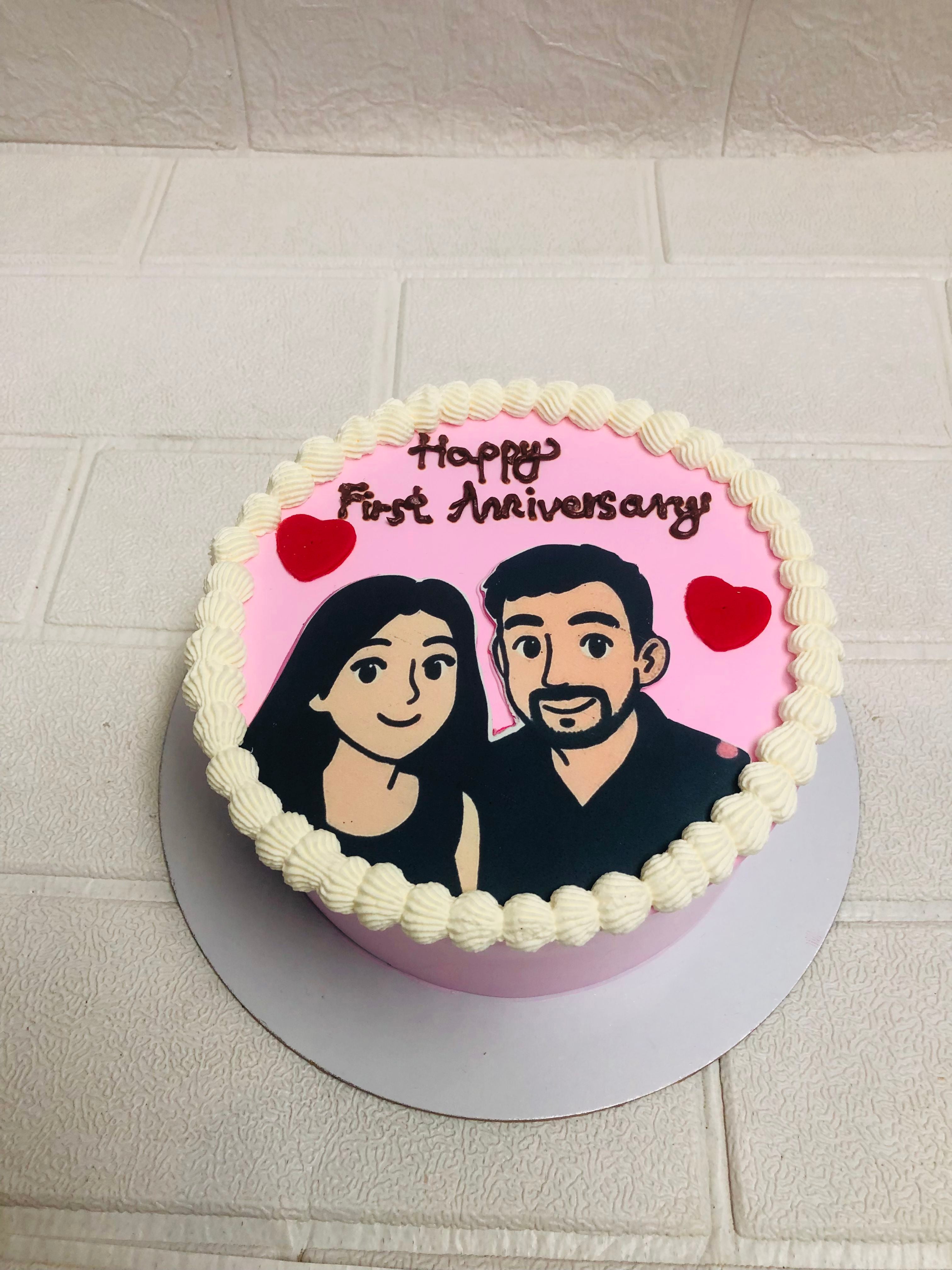 Happy First Anniversary Couple Cake
