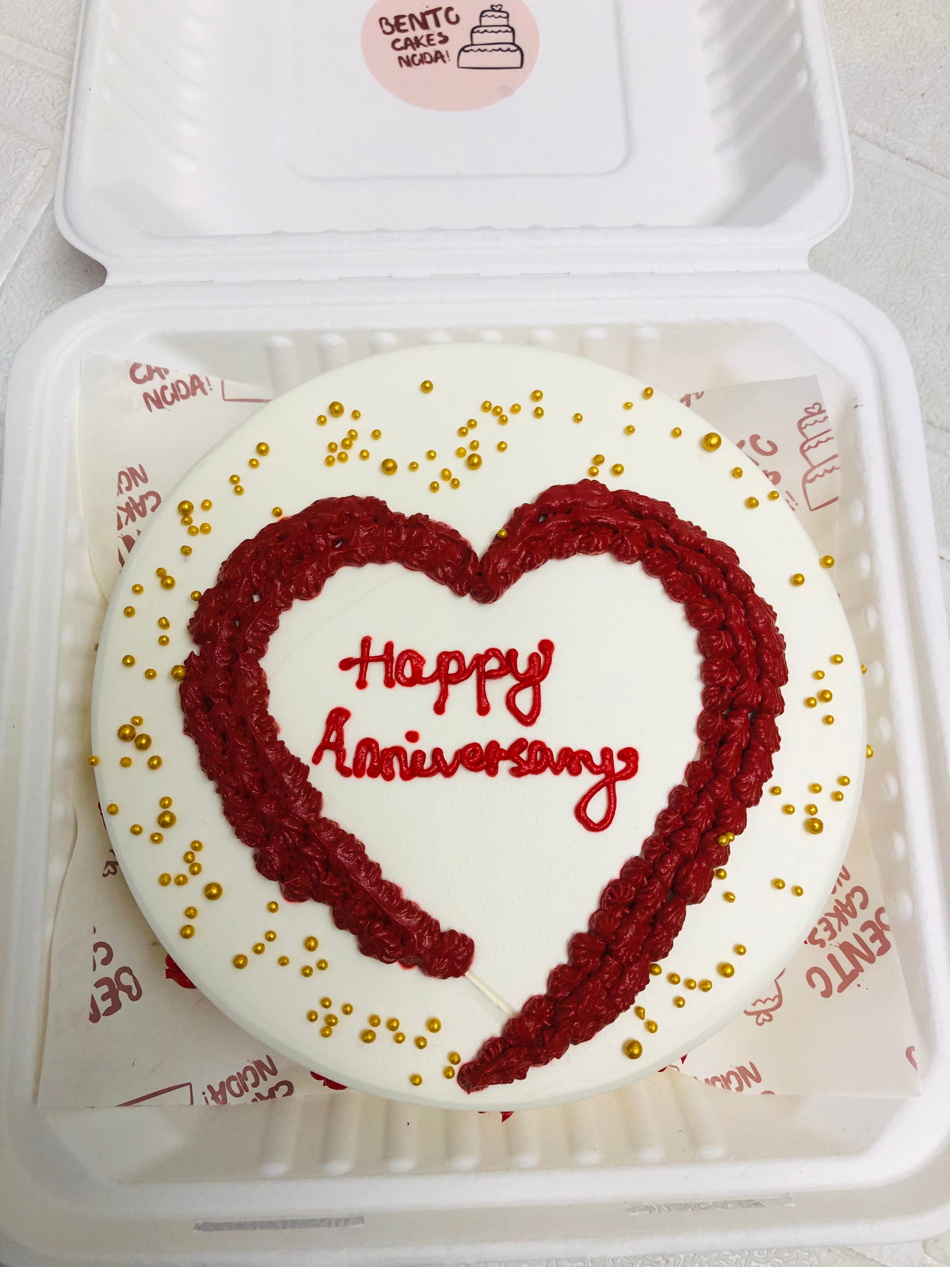 Romantic Heart Anniversary Bento Cake