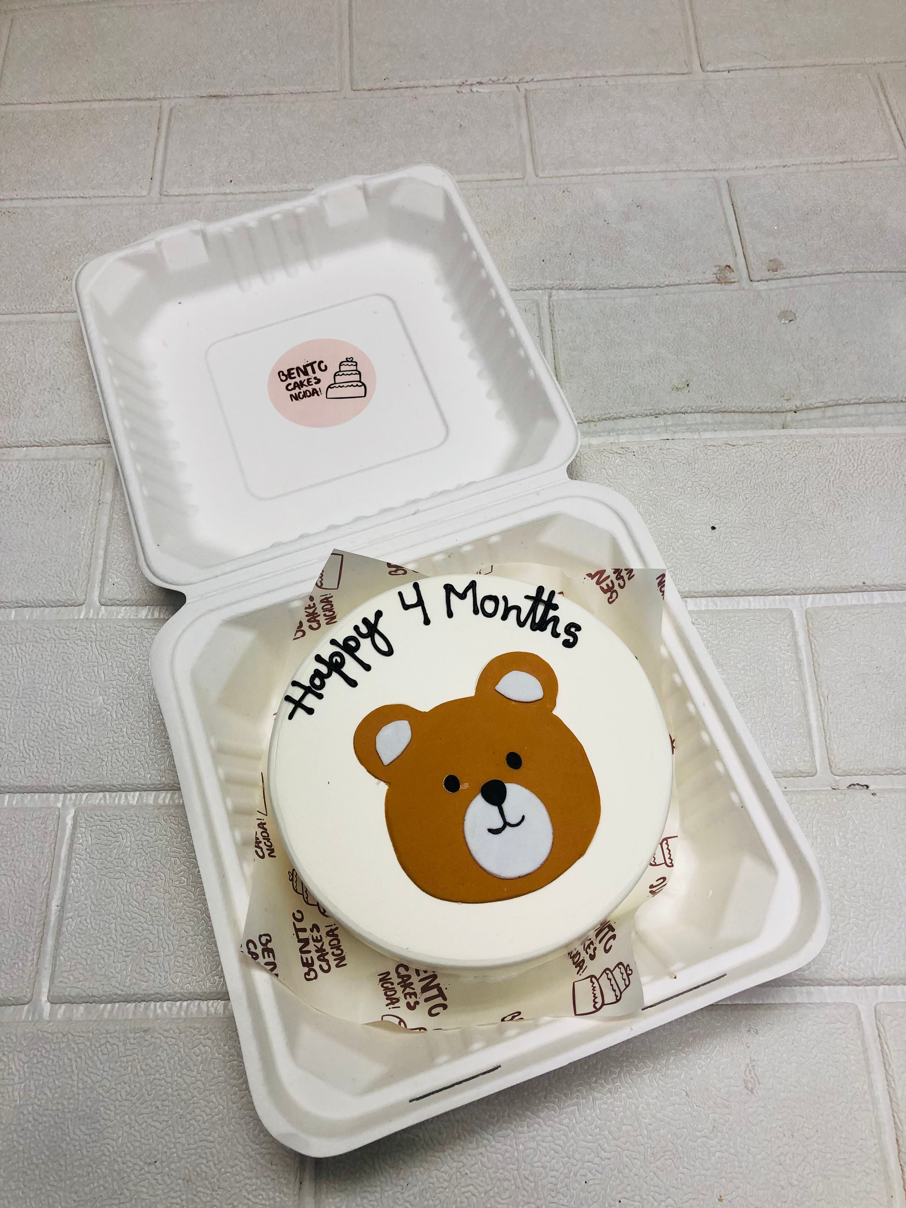 Cute Bear 4‑Month Celebration Bento Cake