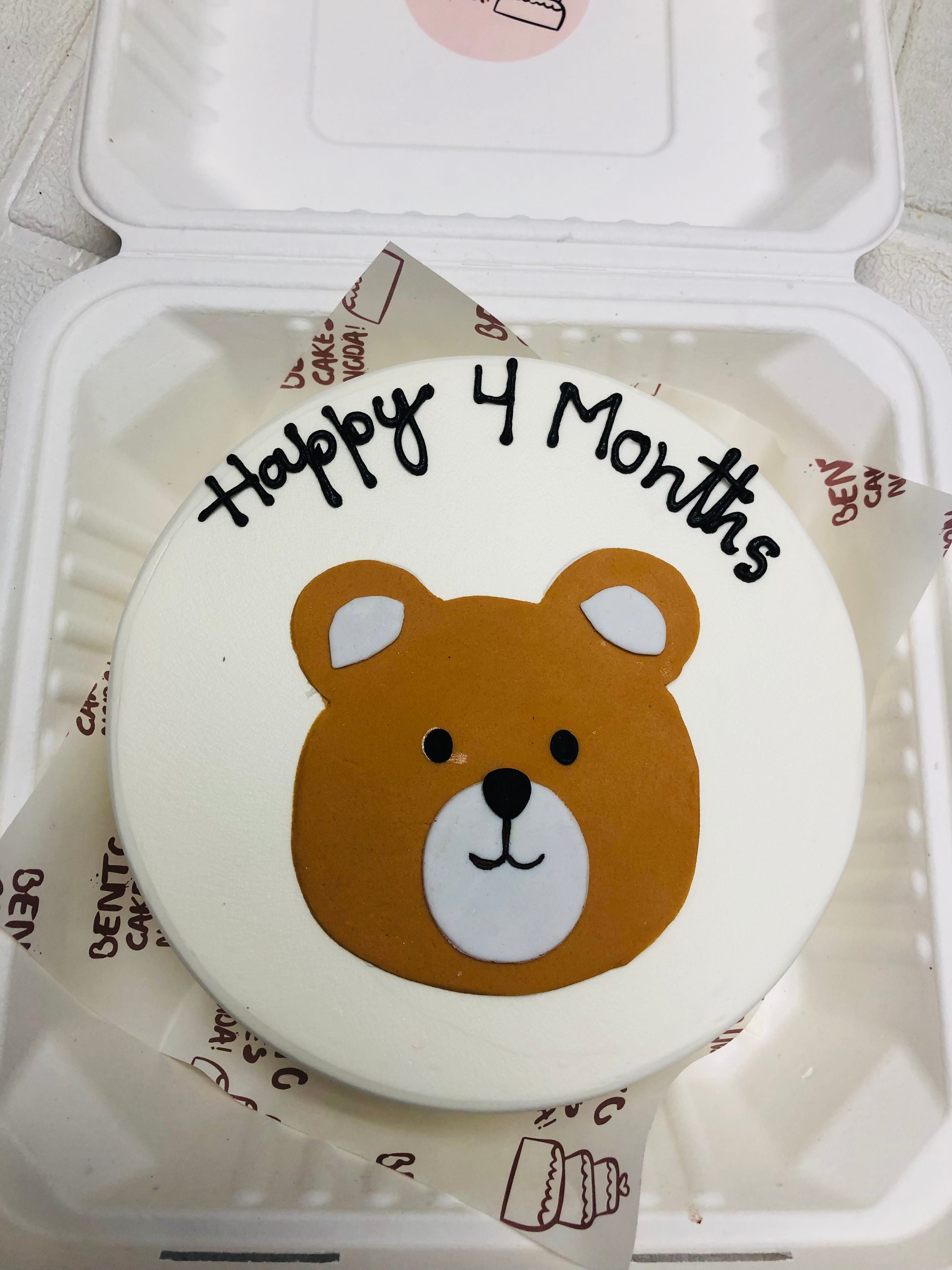 Cute Bear 4‑Month Celebration Bento Cake