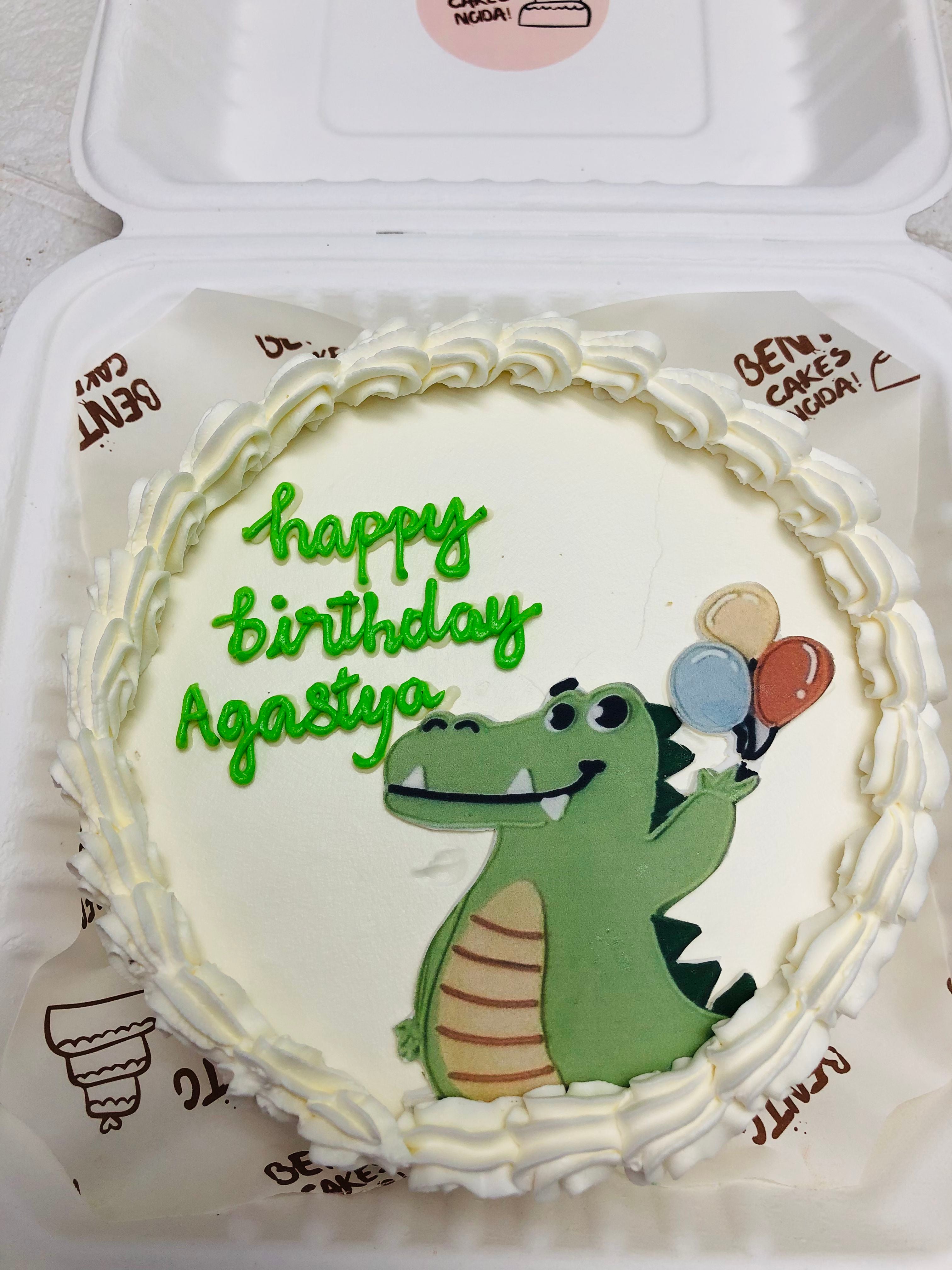 Cartoon Alligator Birthday Bento Cake