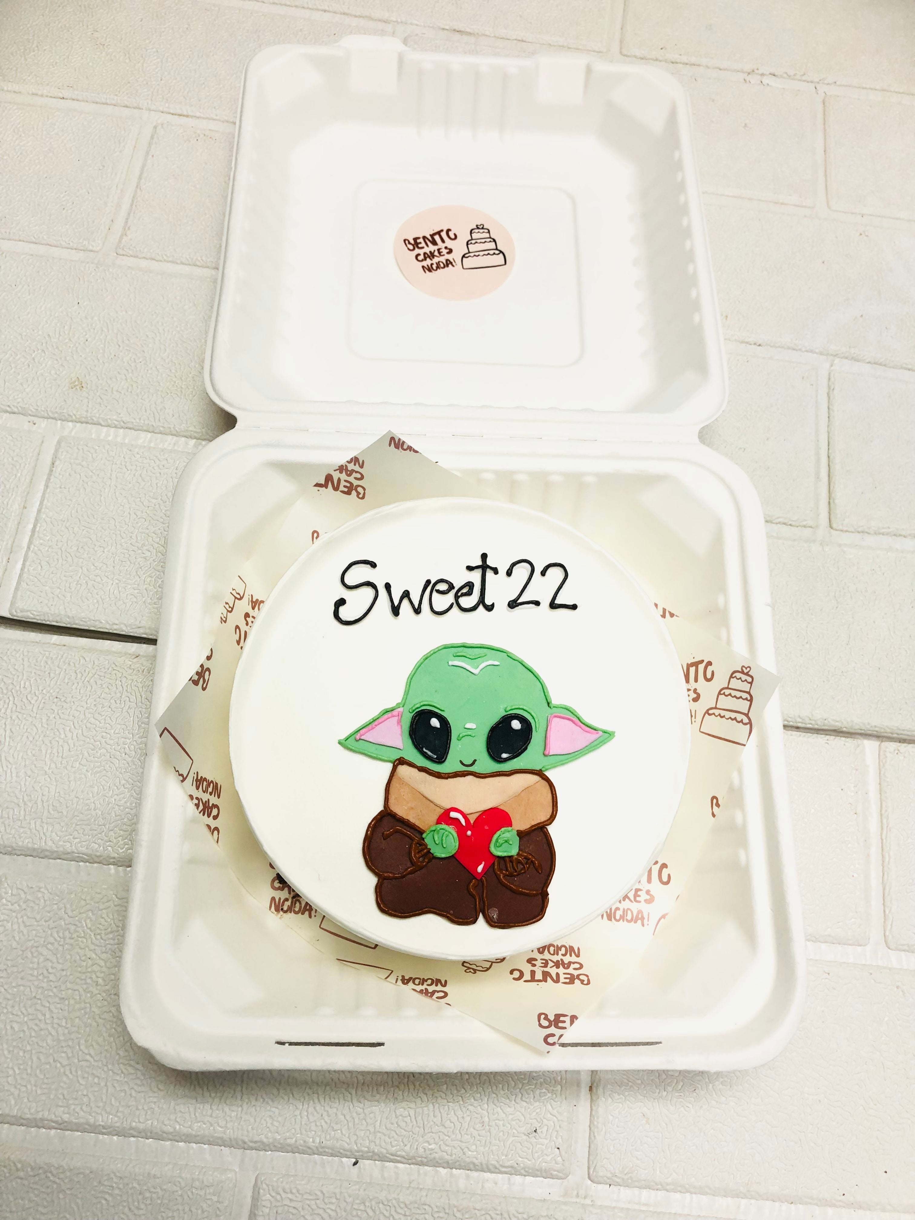 Sweet 22 Baby Yoda Heart Bento Cake