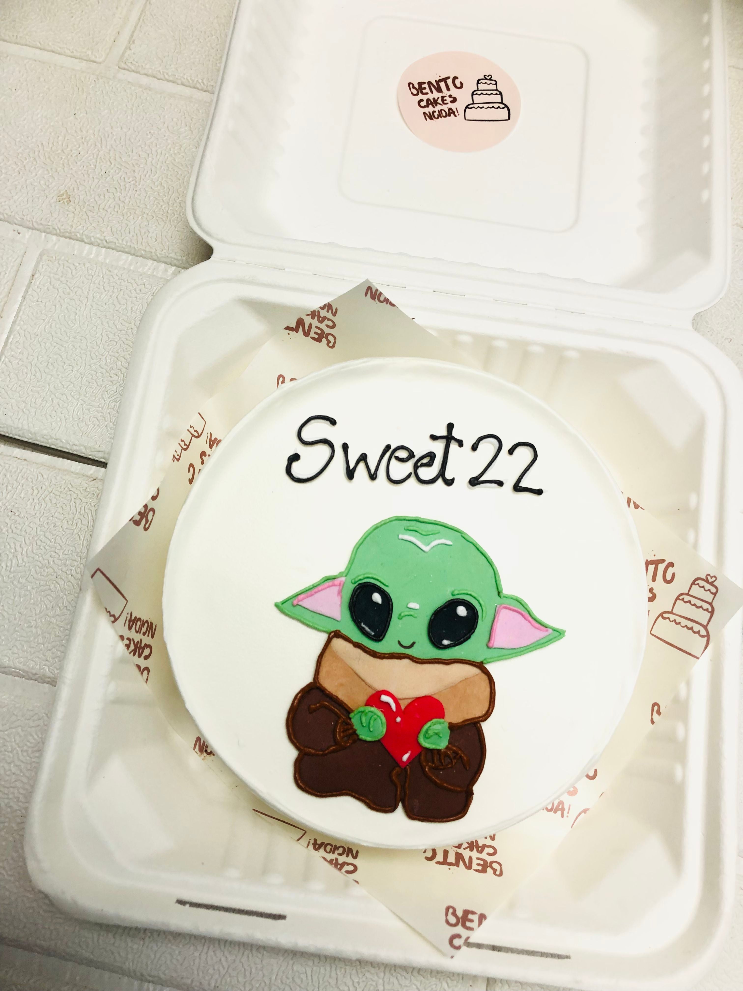 Sweet 22 Baby Yoda Heart Bento Cake