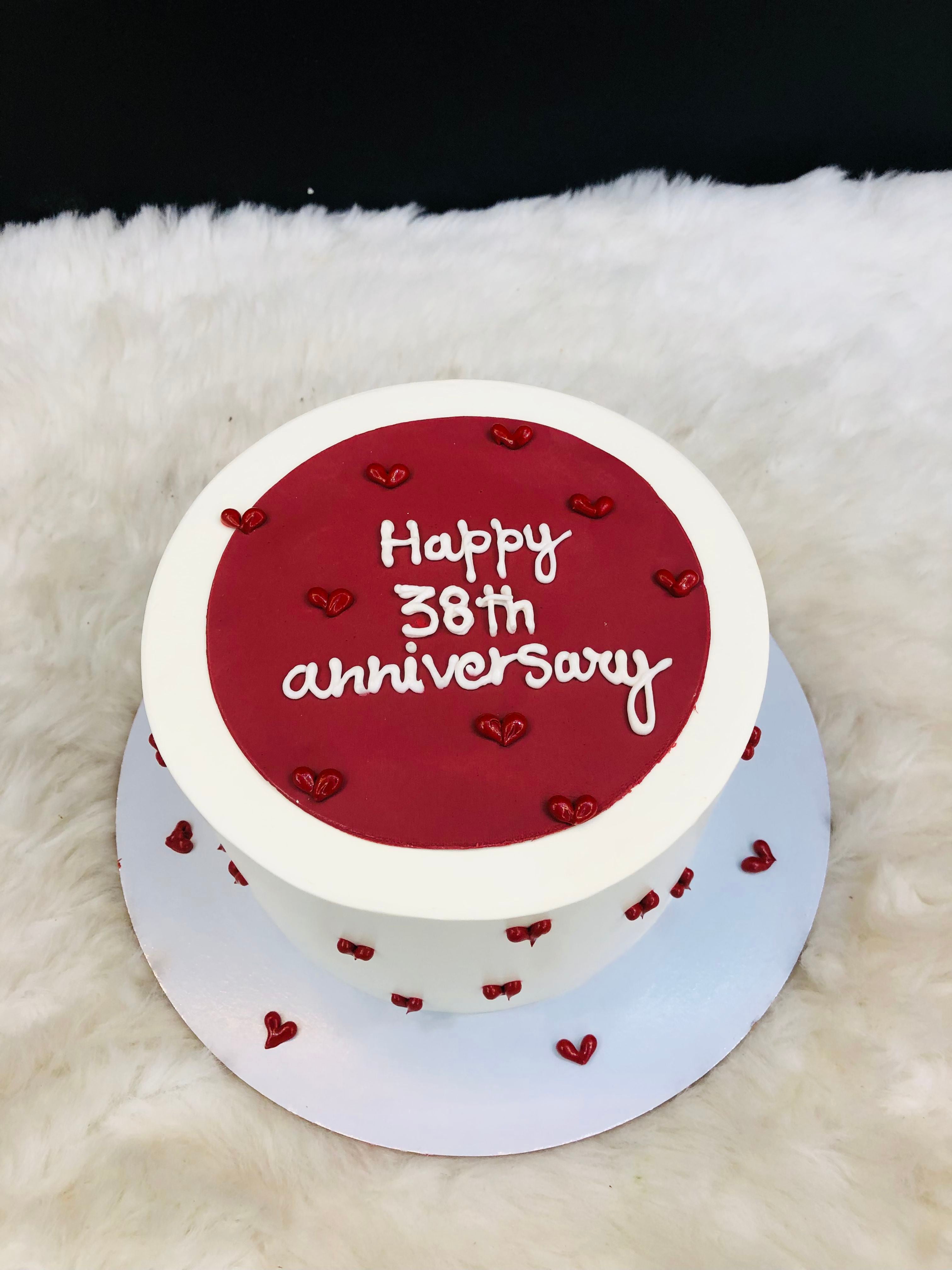 Romantic 38th Anniversary Heart Cake