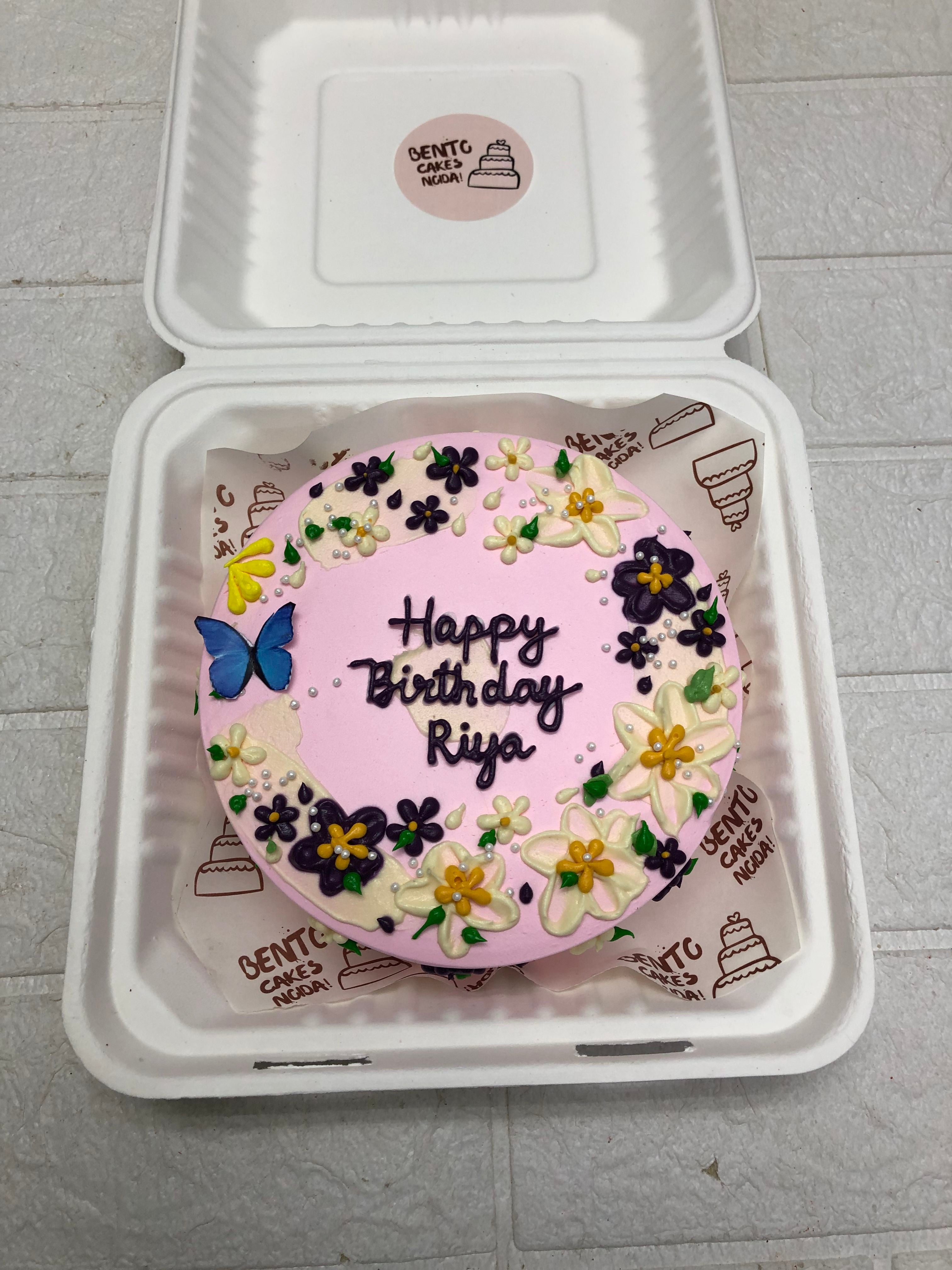 Pink Floral Birthday Bento Cake