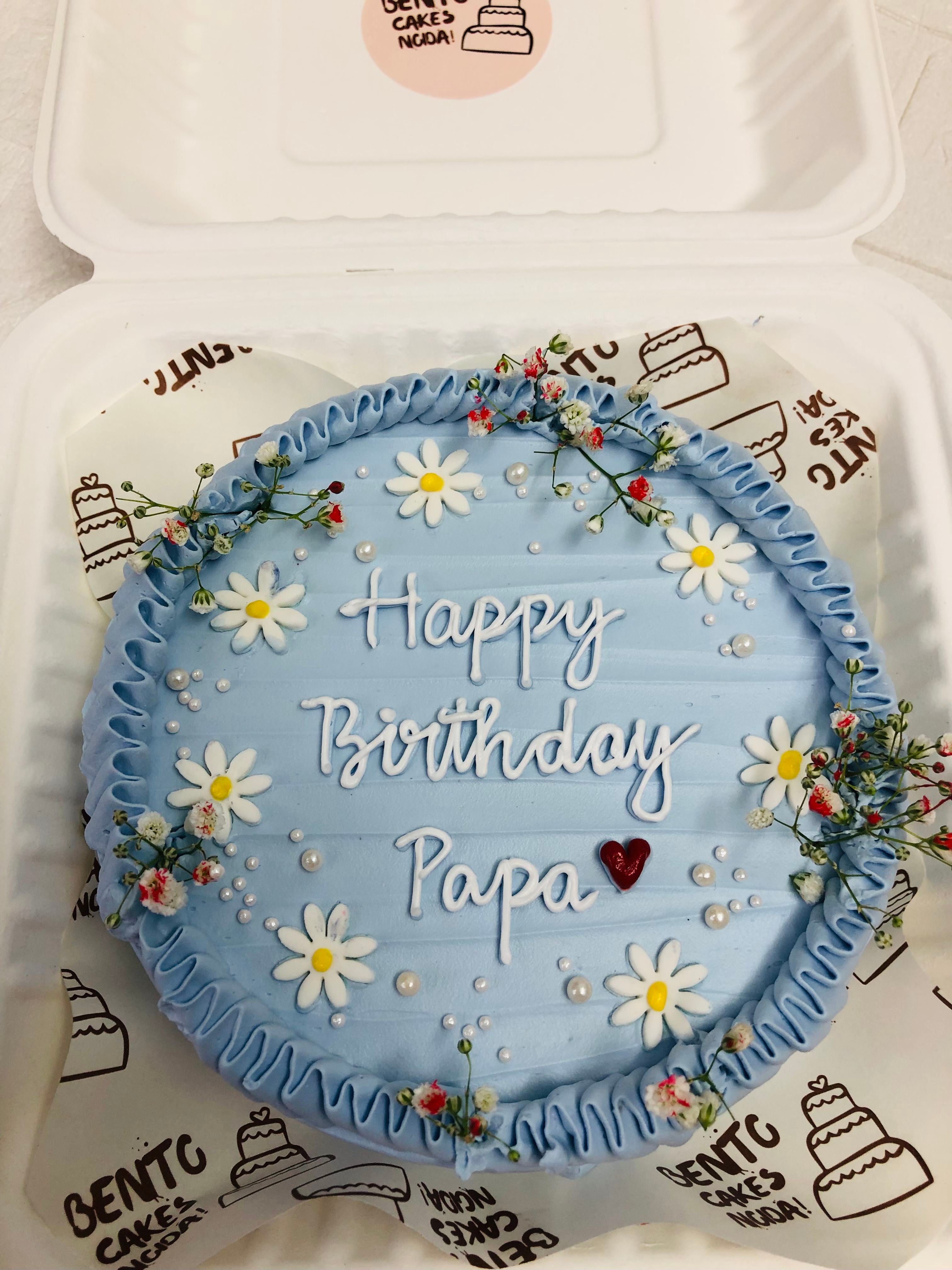 Blue Floral papa Birthday Bento Cake