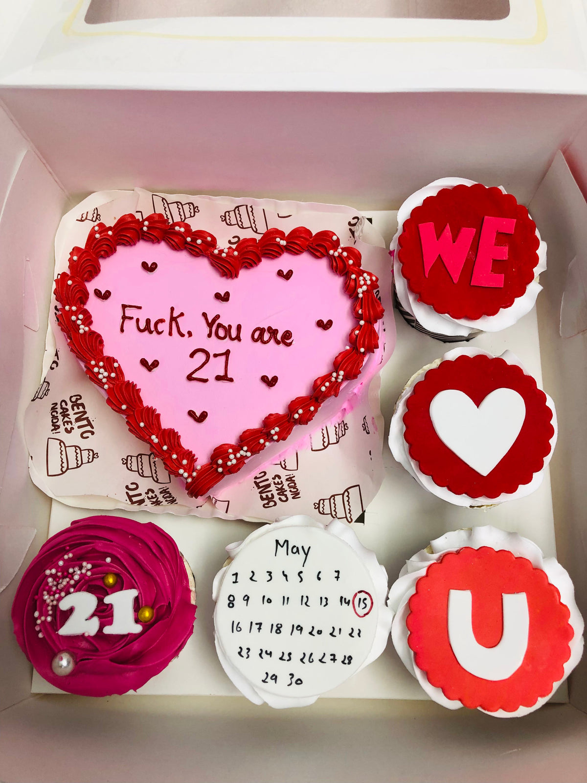 Pink Heart Cake with Bold Message cake