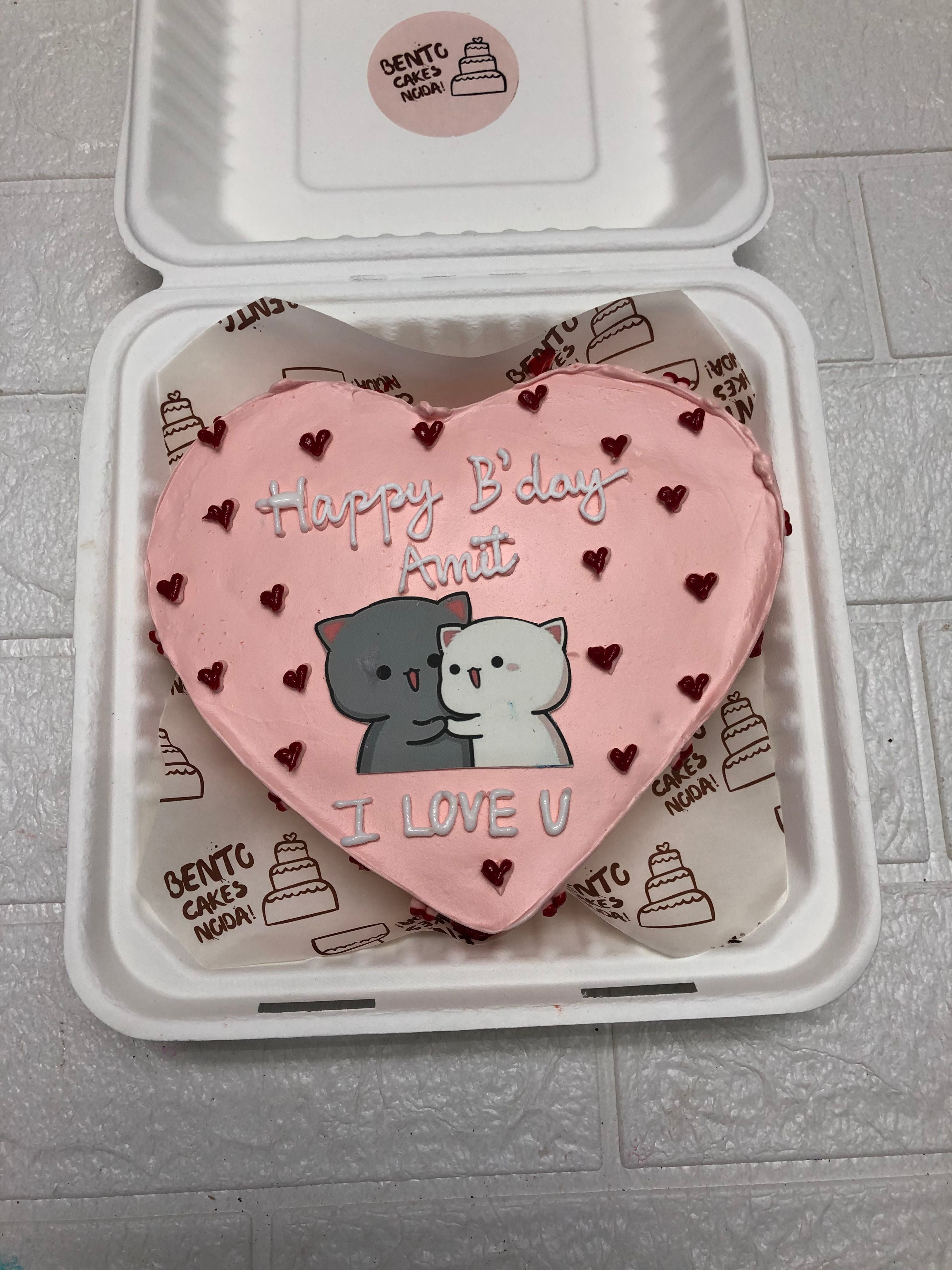 Pink heart shape theme bubu dudu cake