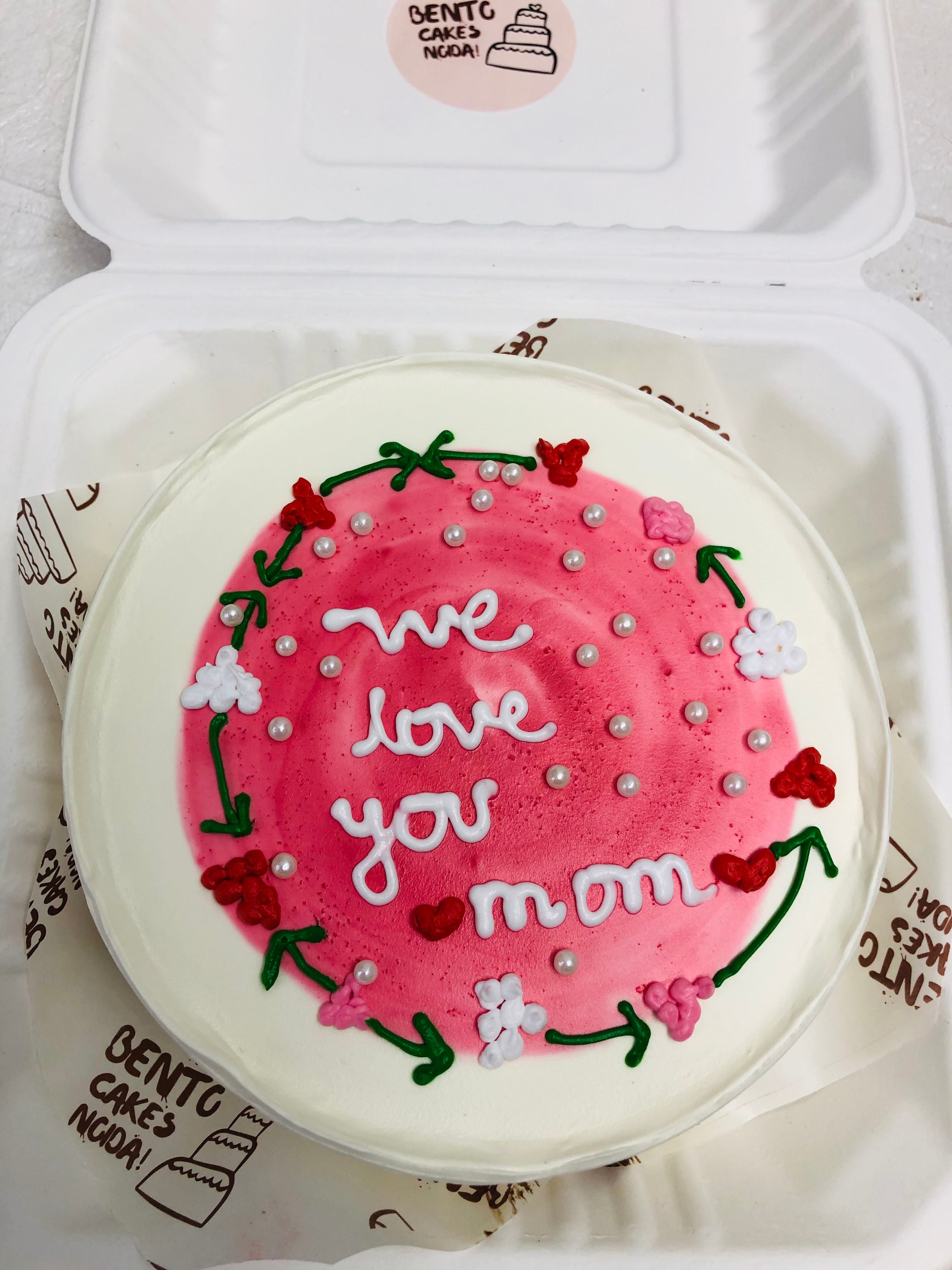 Pink with White Flowers Mother’s Day Bento Cake