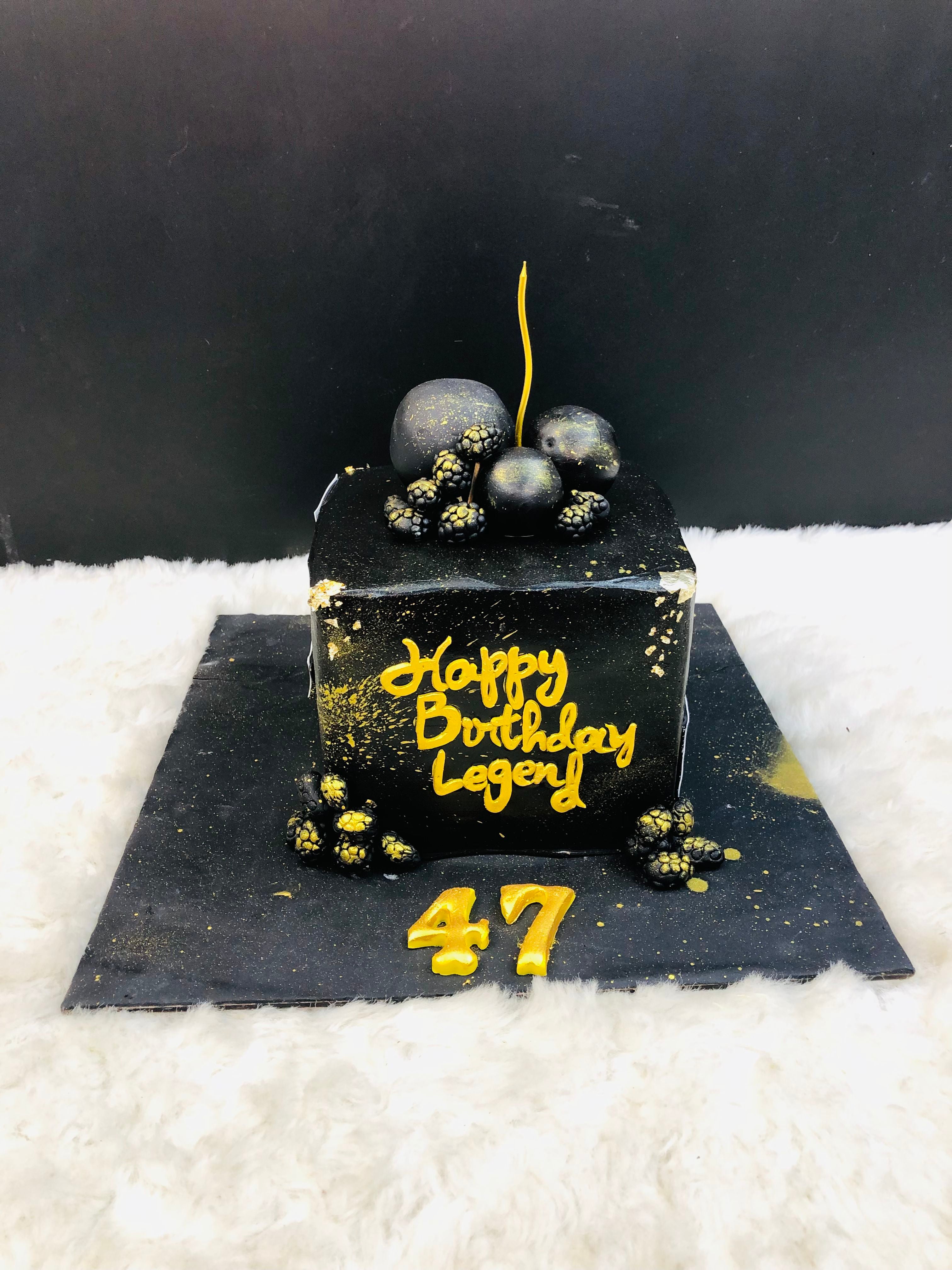 Legendary 47th Birthday Black & Gold Cake