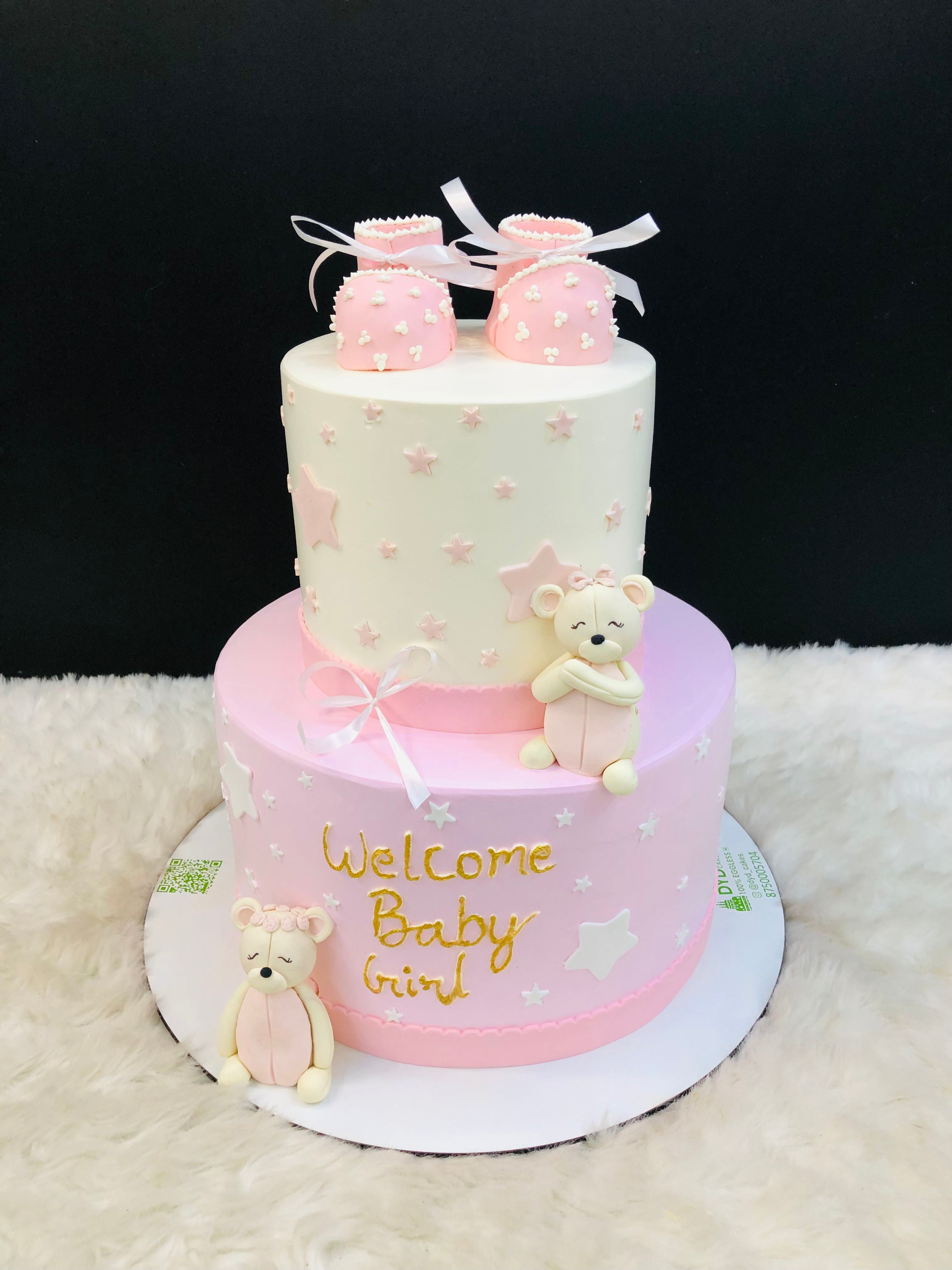 Baby Girl Teddy Booties Cake