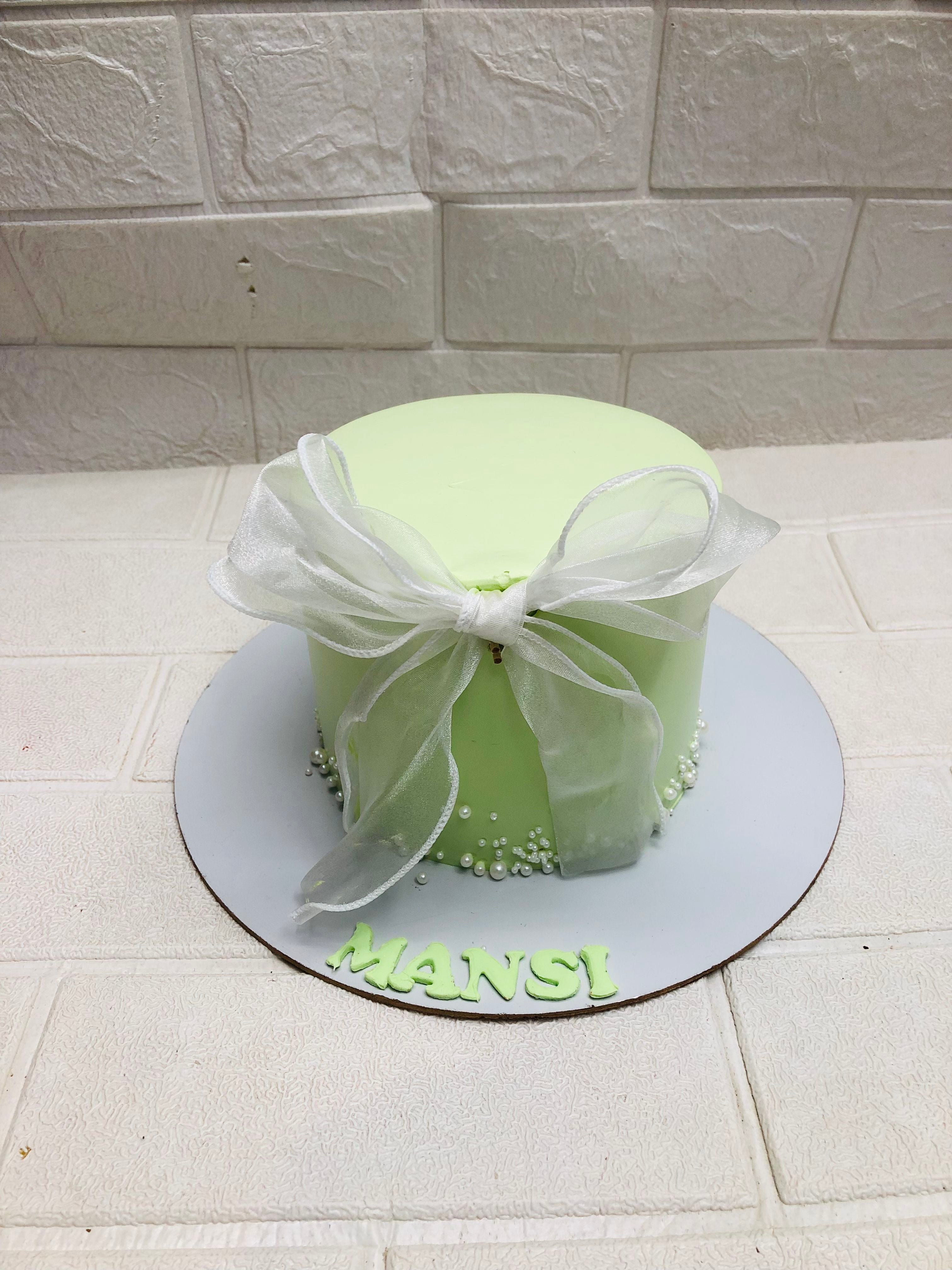 Elegant Green Ribbon Cake