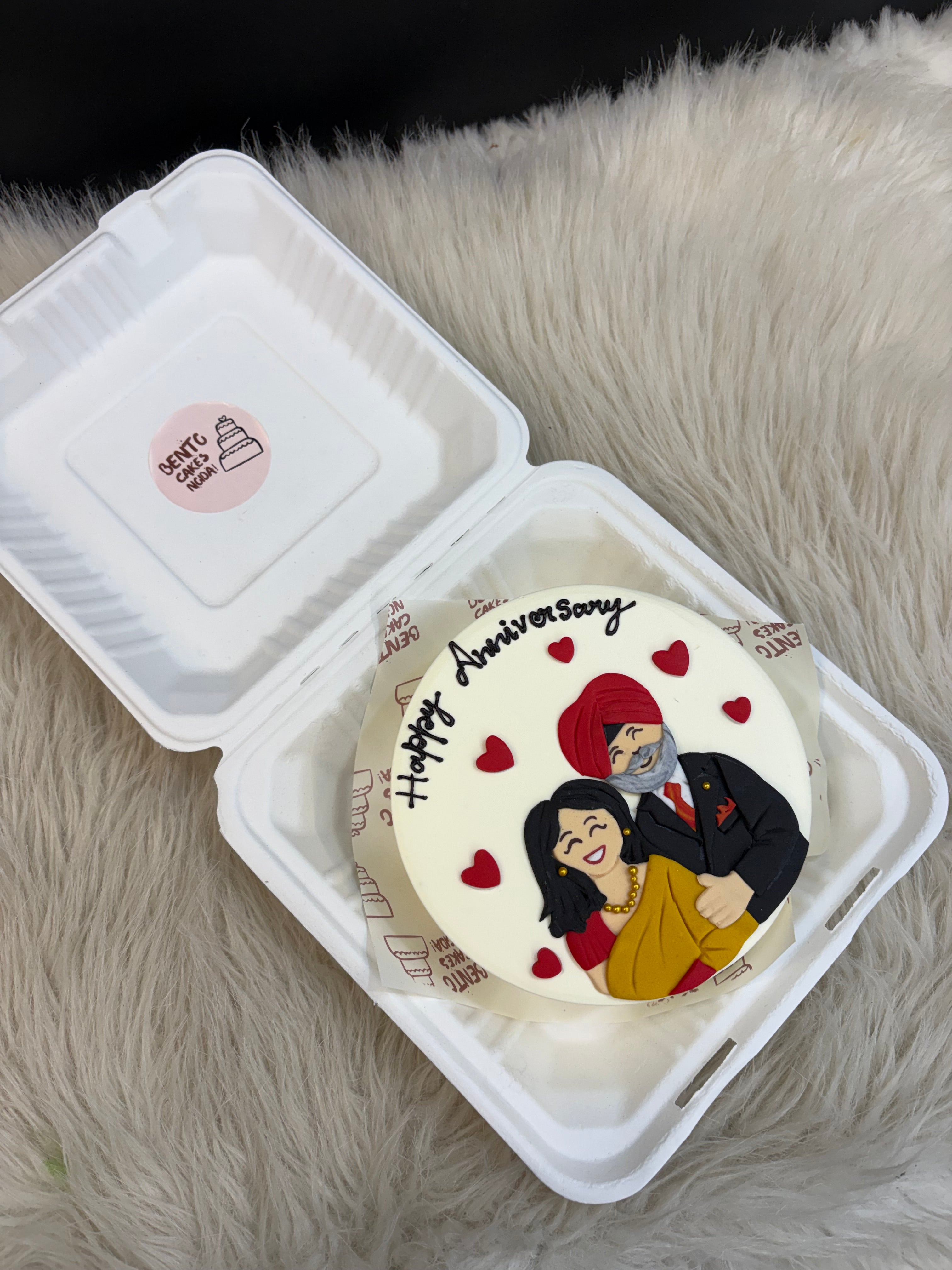 Anniversary Couple Bento Cake – Personalized Sikh Couple Design