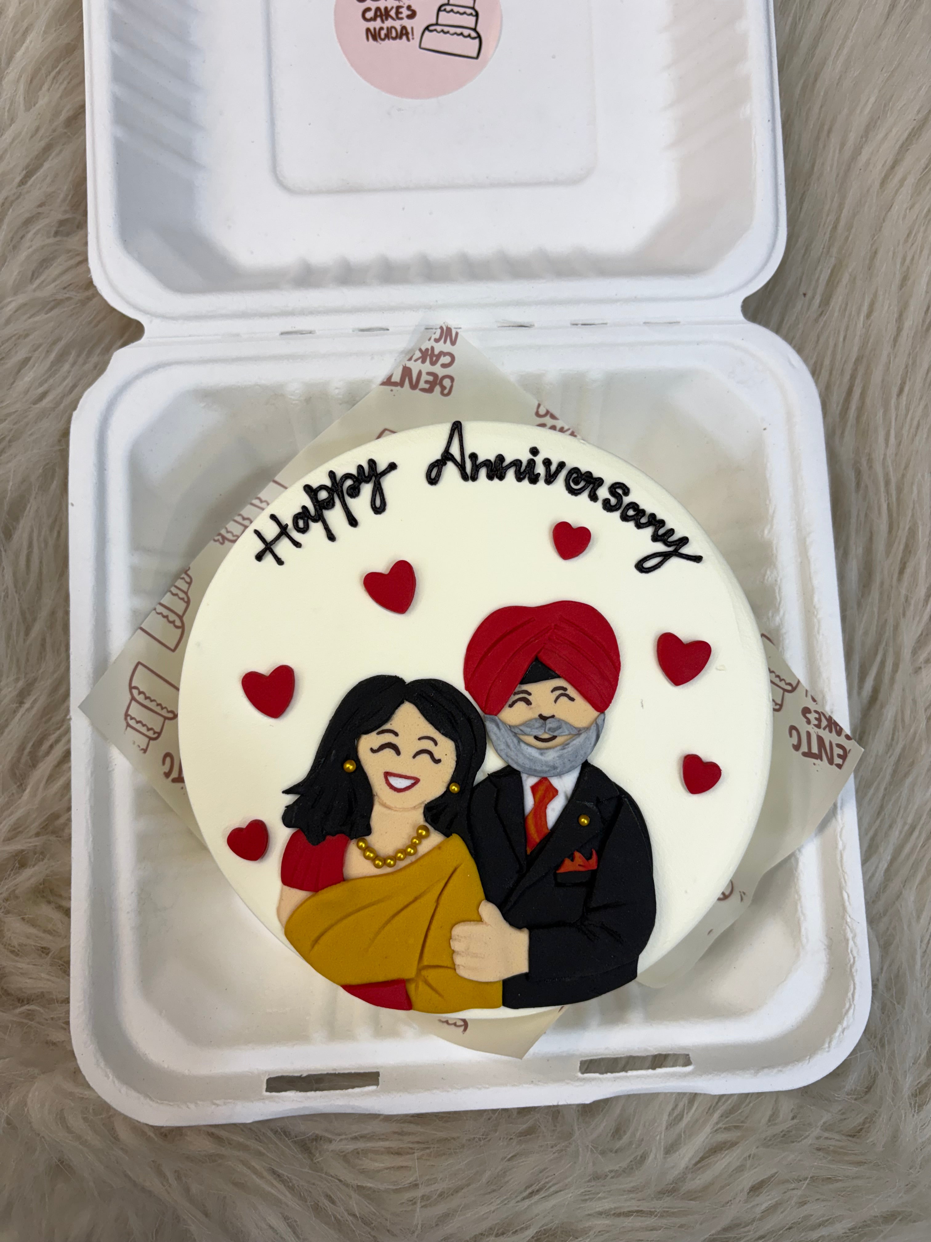 Anniversary Couple Bento Cake – Personalized Sikh Couple Design
