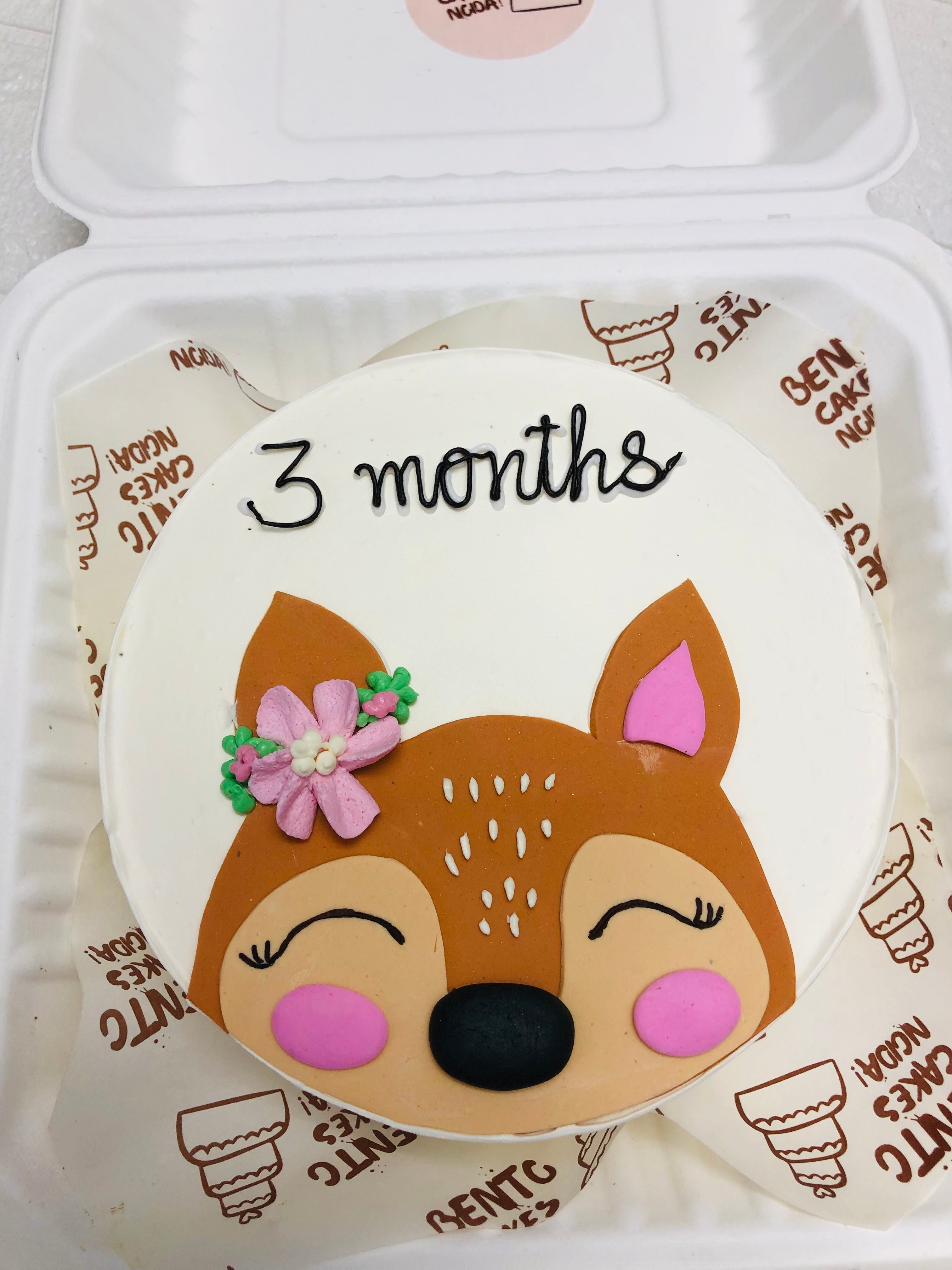 Deer Face 3-Month Baby Bento Cake