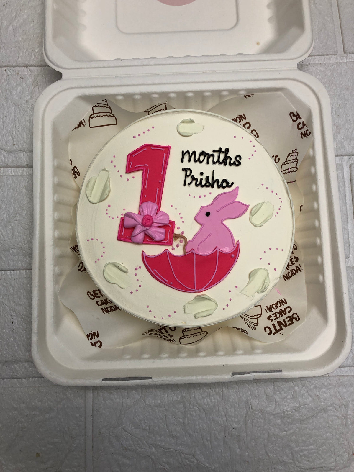 White with Pink Bunny bunny cake