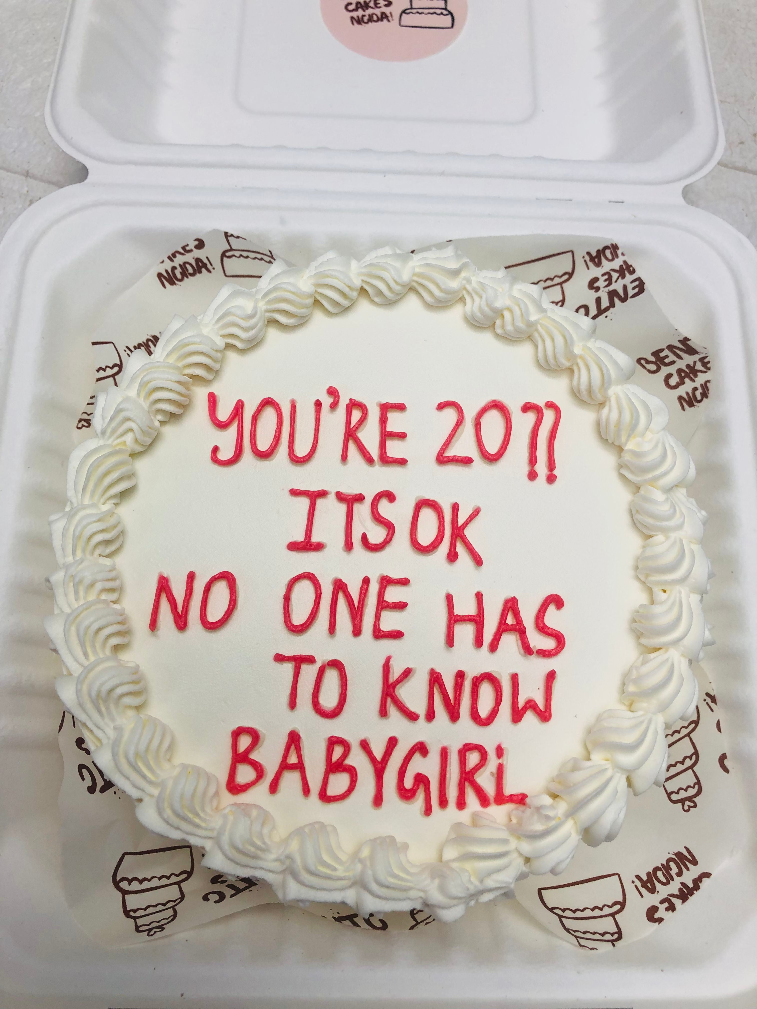 White with Red Lettering bento cake