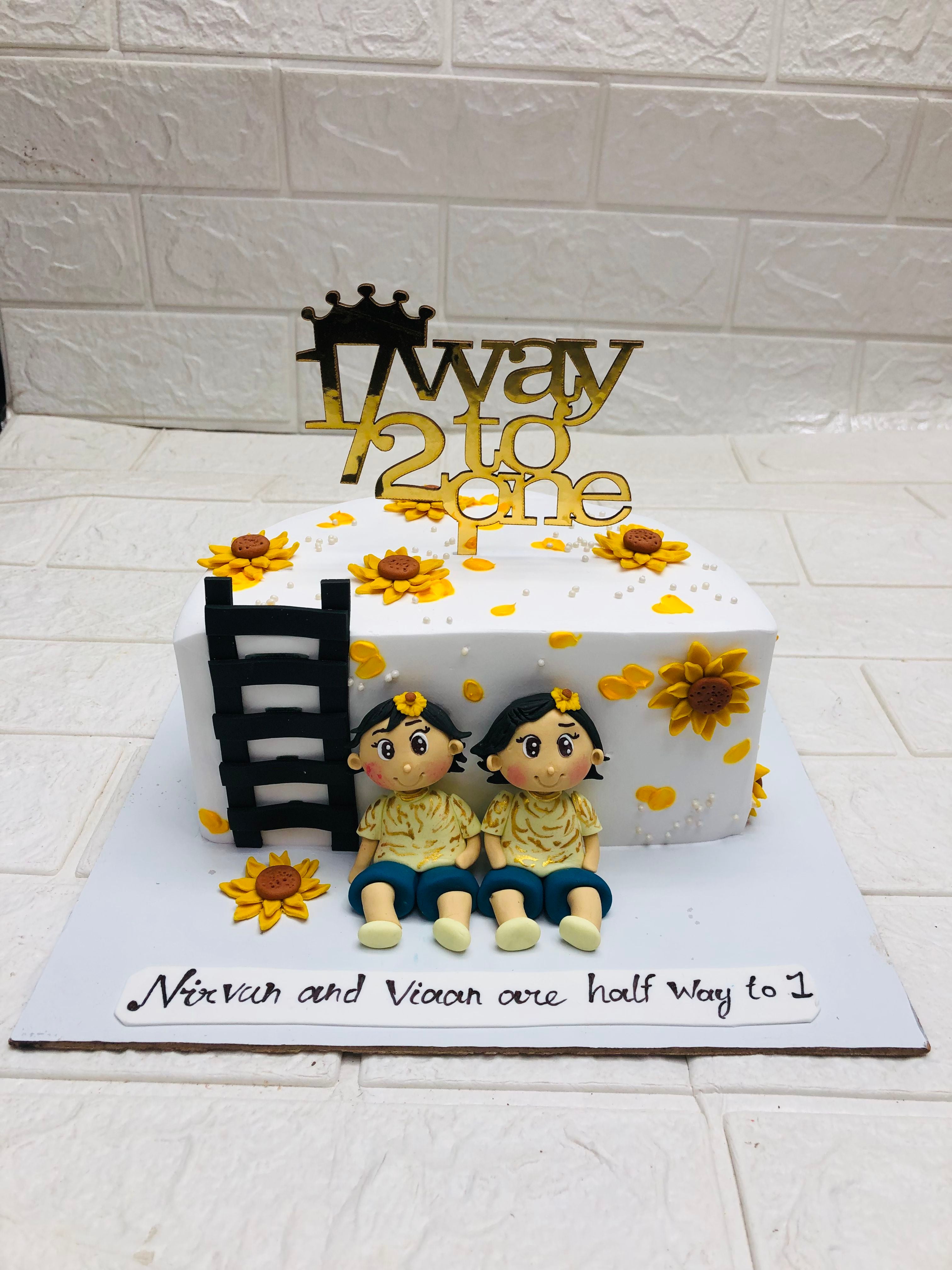 Half Birthday Cake for Twins