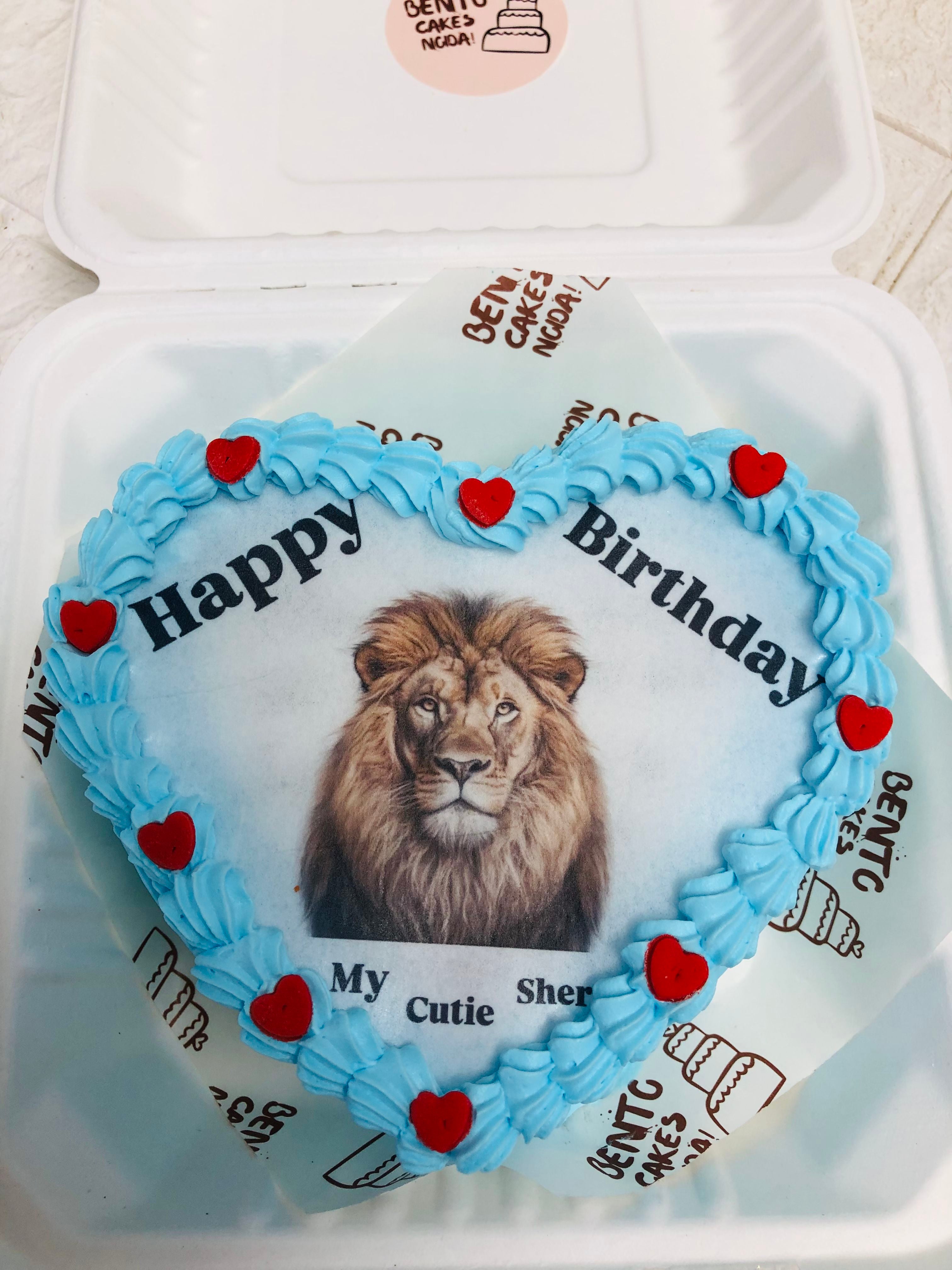 Heart-Shaped Lion Birthday Cake