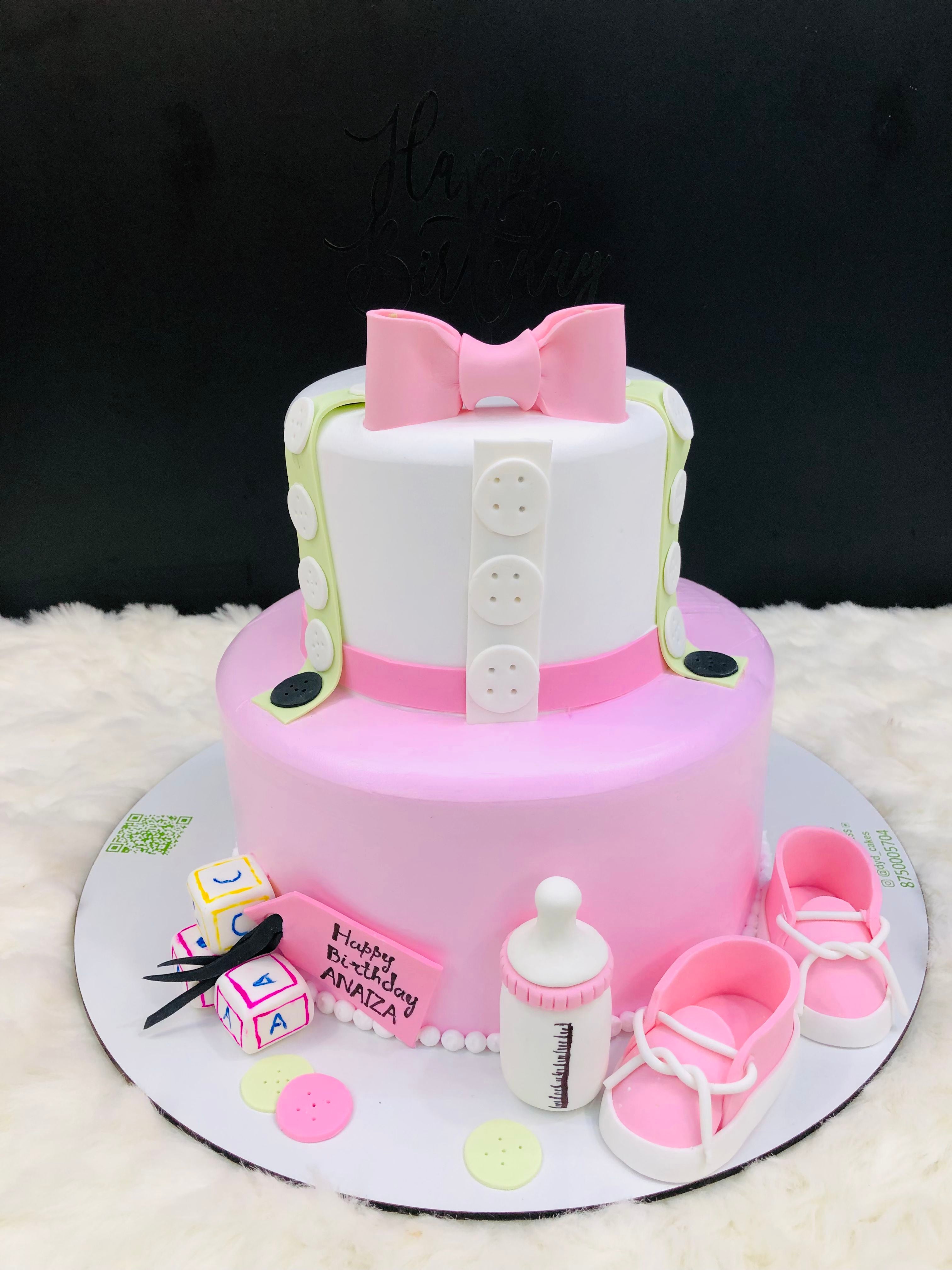 Pink & White Two-Tier cake