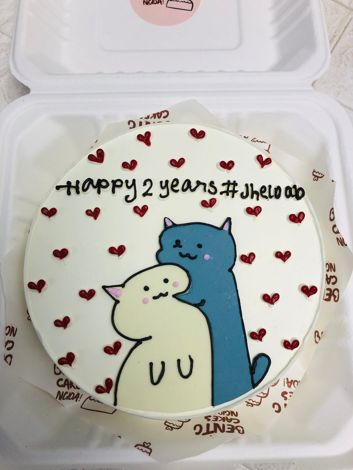 Cartoon Cats Anniversary Bento Cake