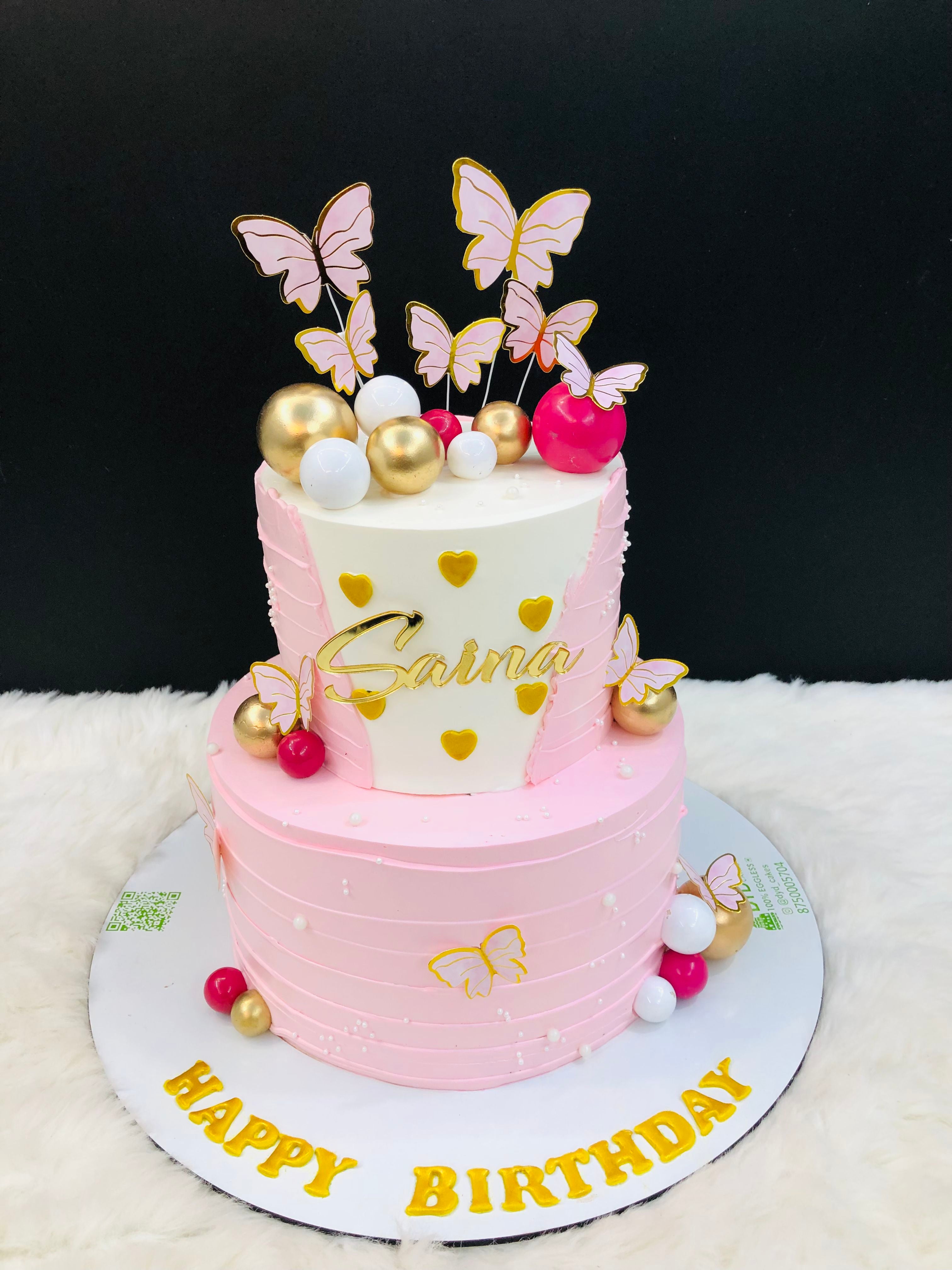 Two-Tier Butterfly Birthday Cake