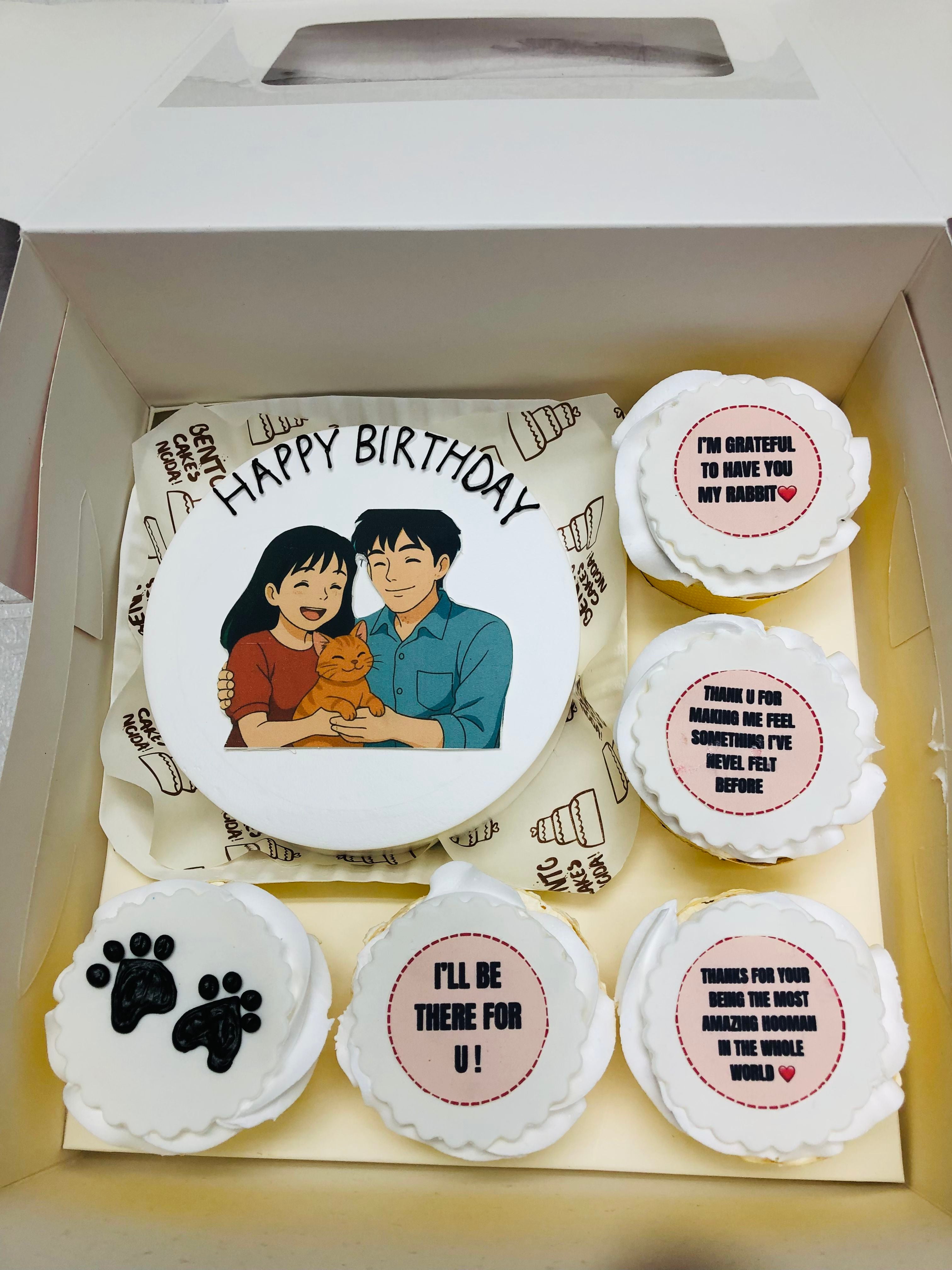 Couple & Cat Birthday Cake Set