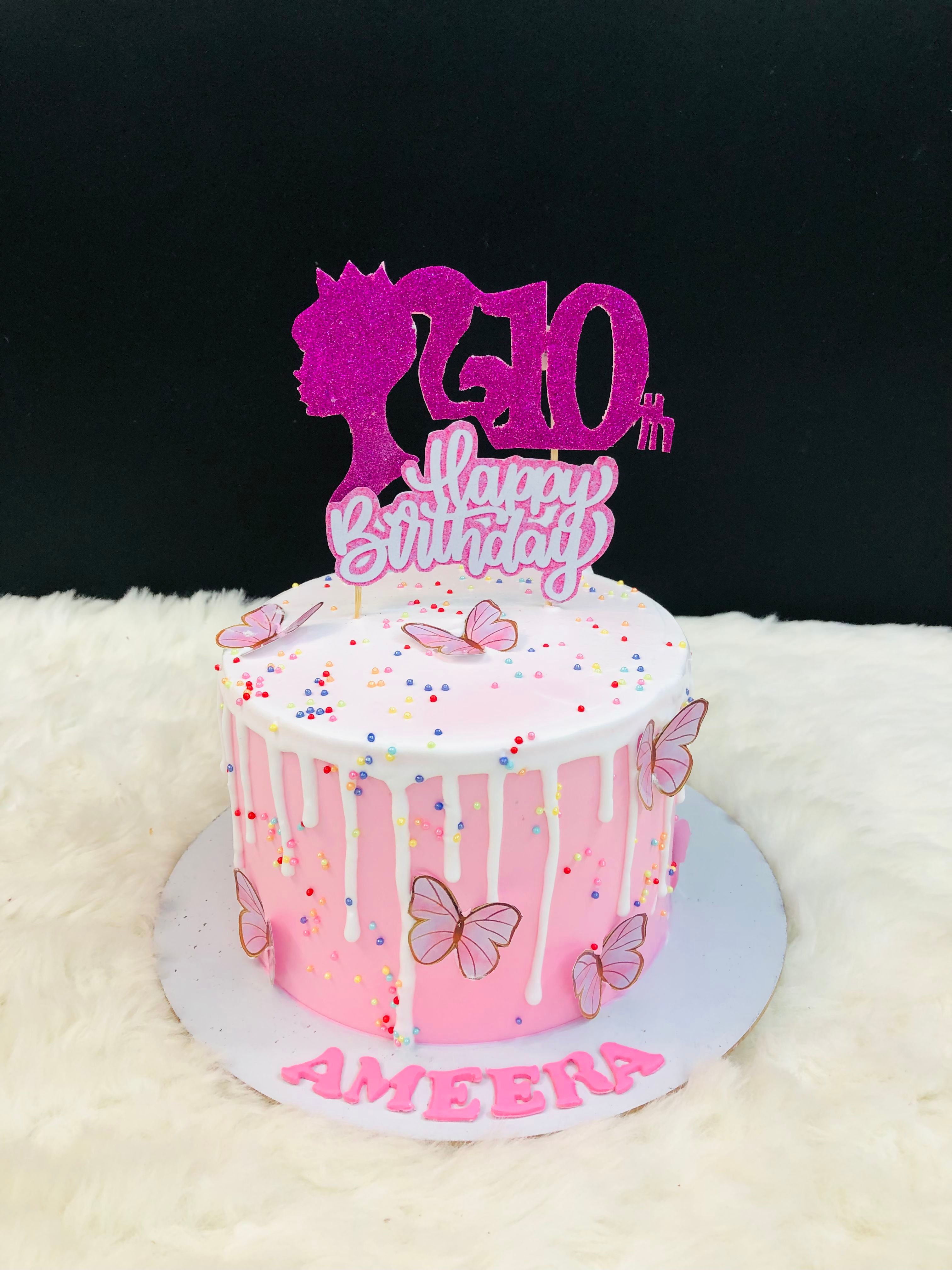 Pink Butterfly Birthday Cake
