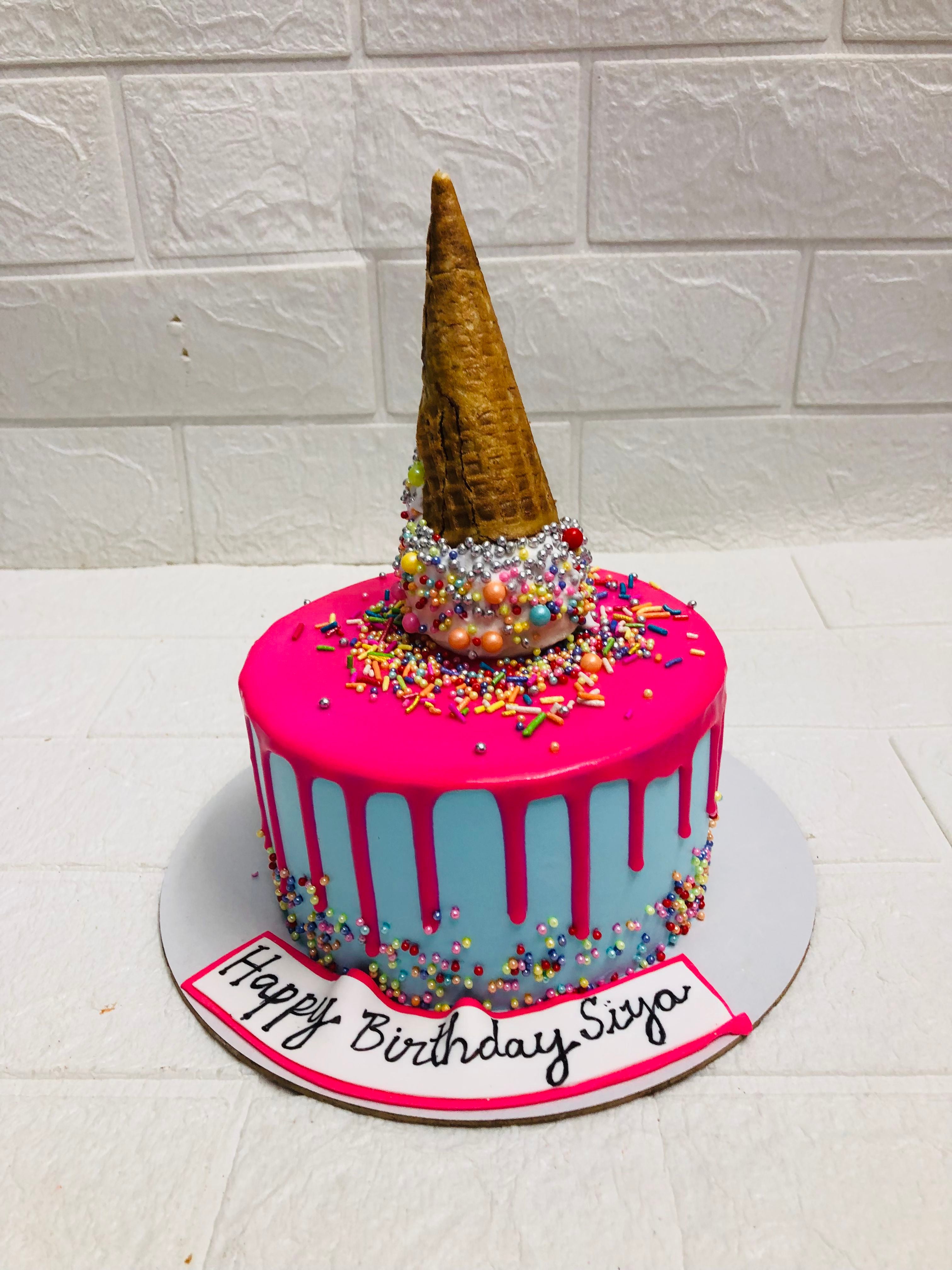 Upside-Down Ice Cream Birthday Cake