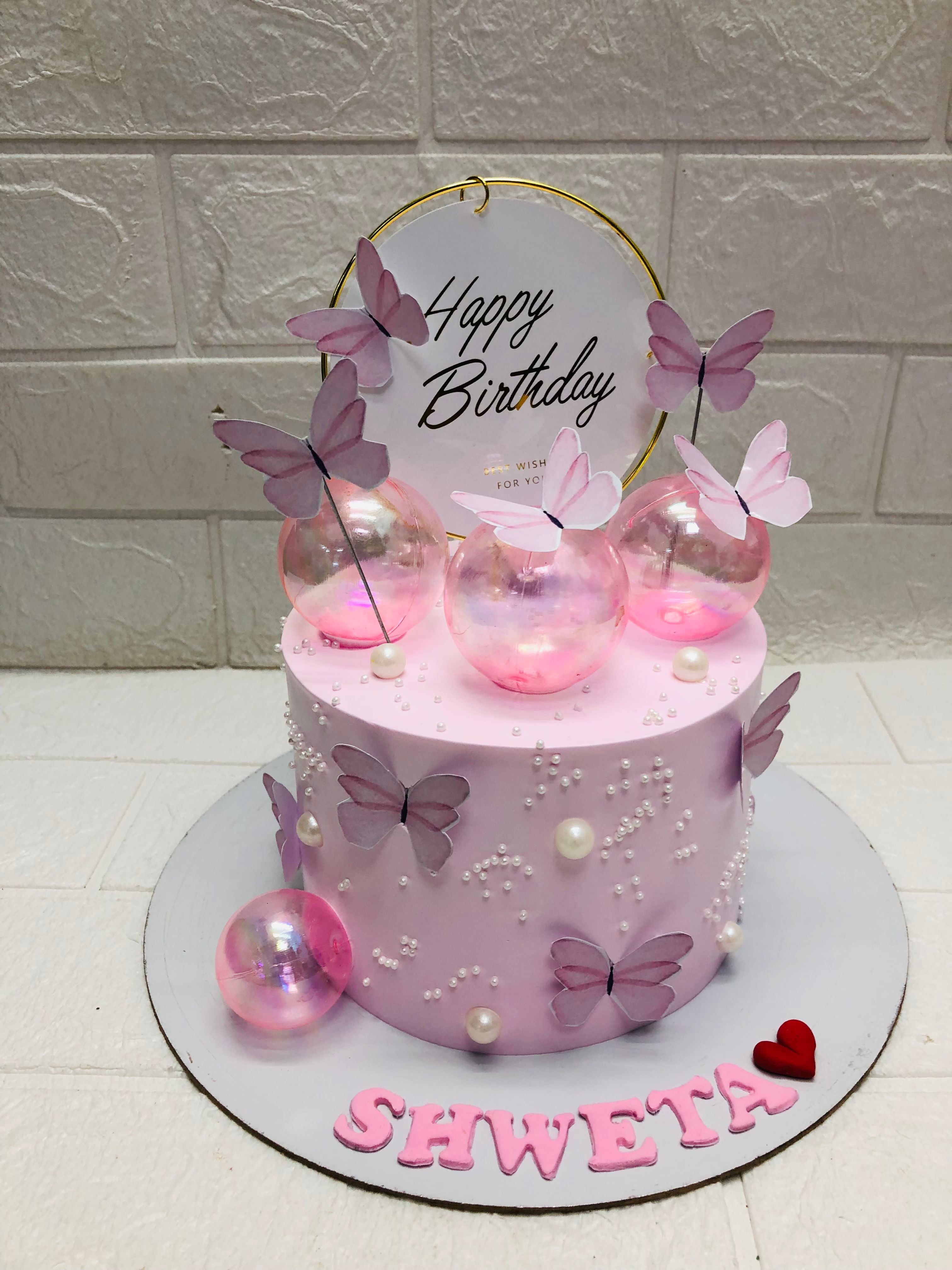 Pink Butterfly Birthday Cake