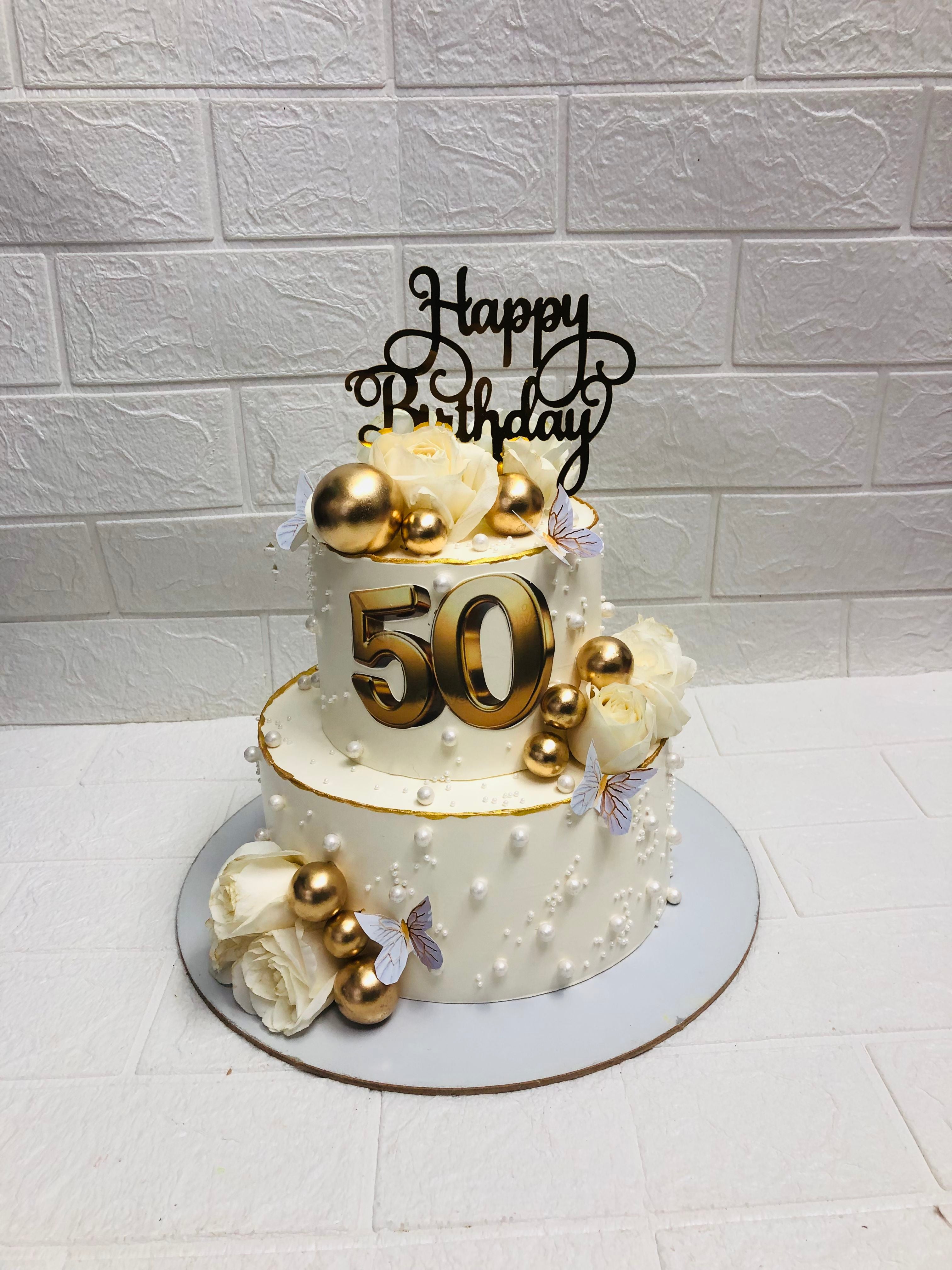 White & Gold Two-Tier cake