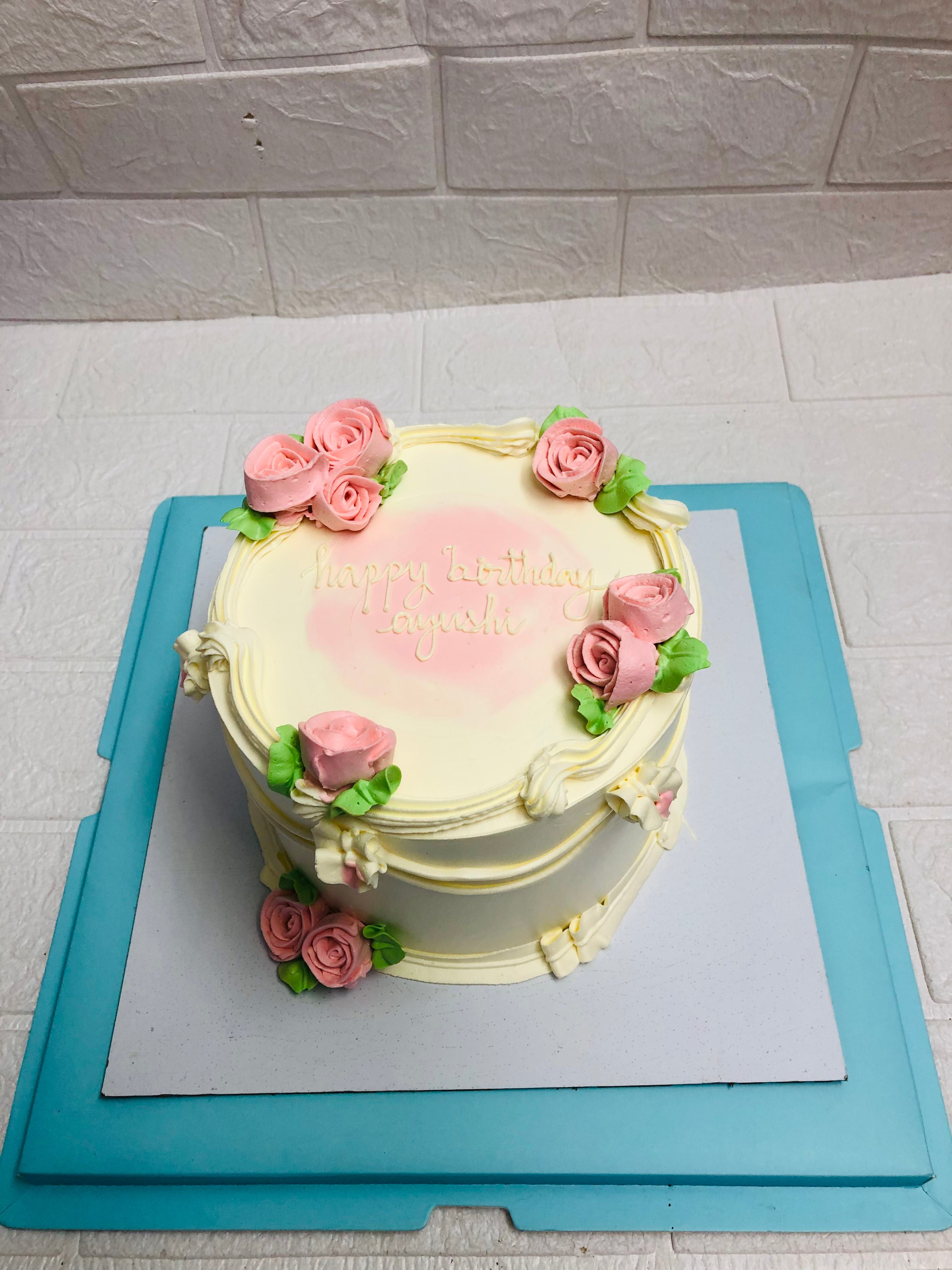 Aesthetic Pink Floral Icing cake