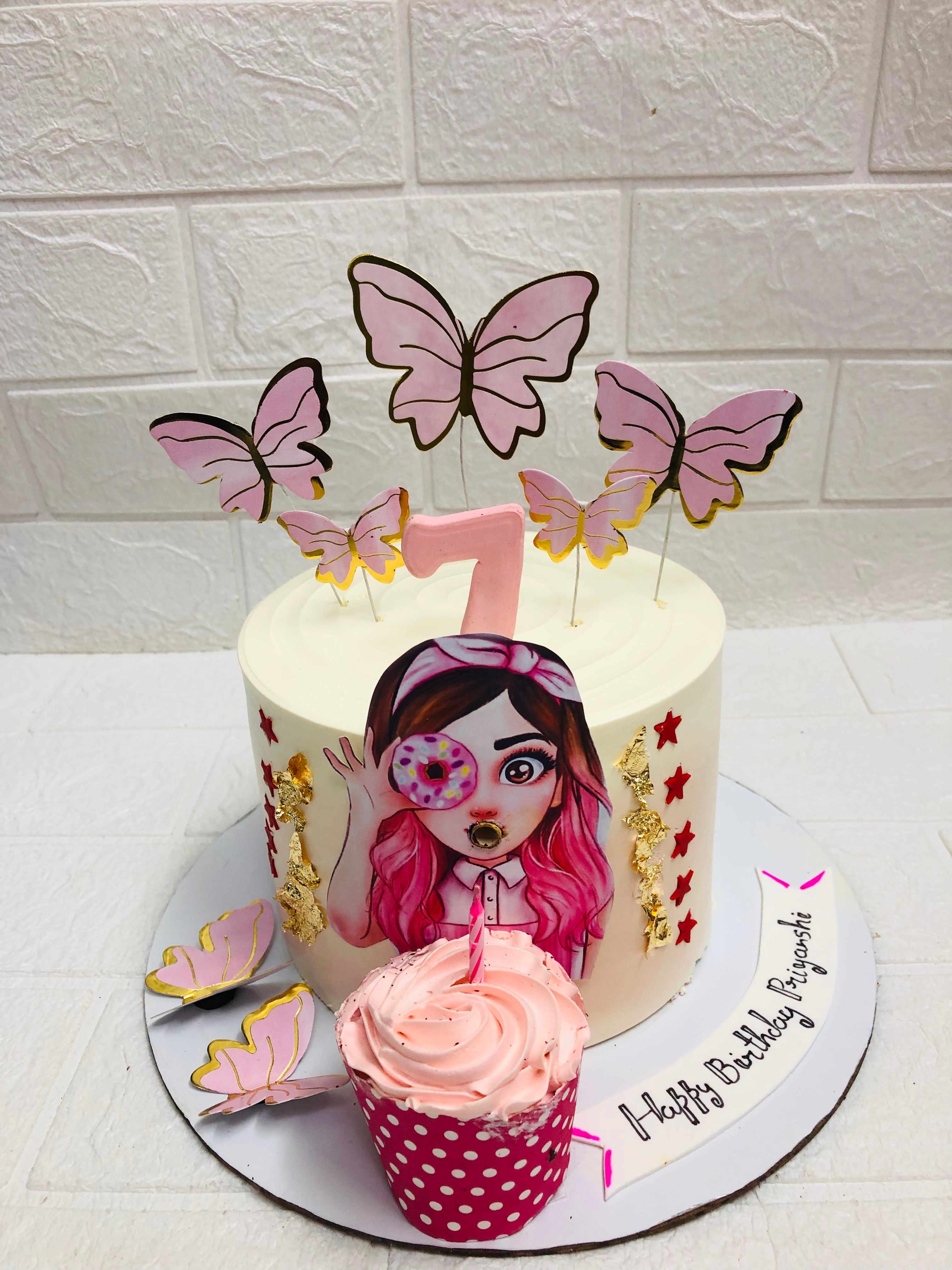 7th Birthday glitter cake