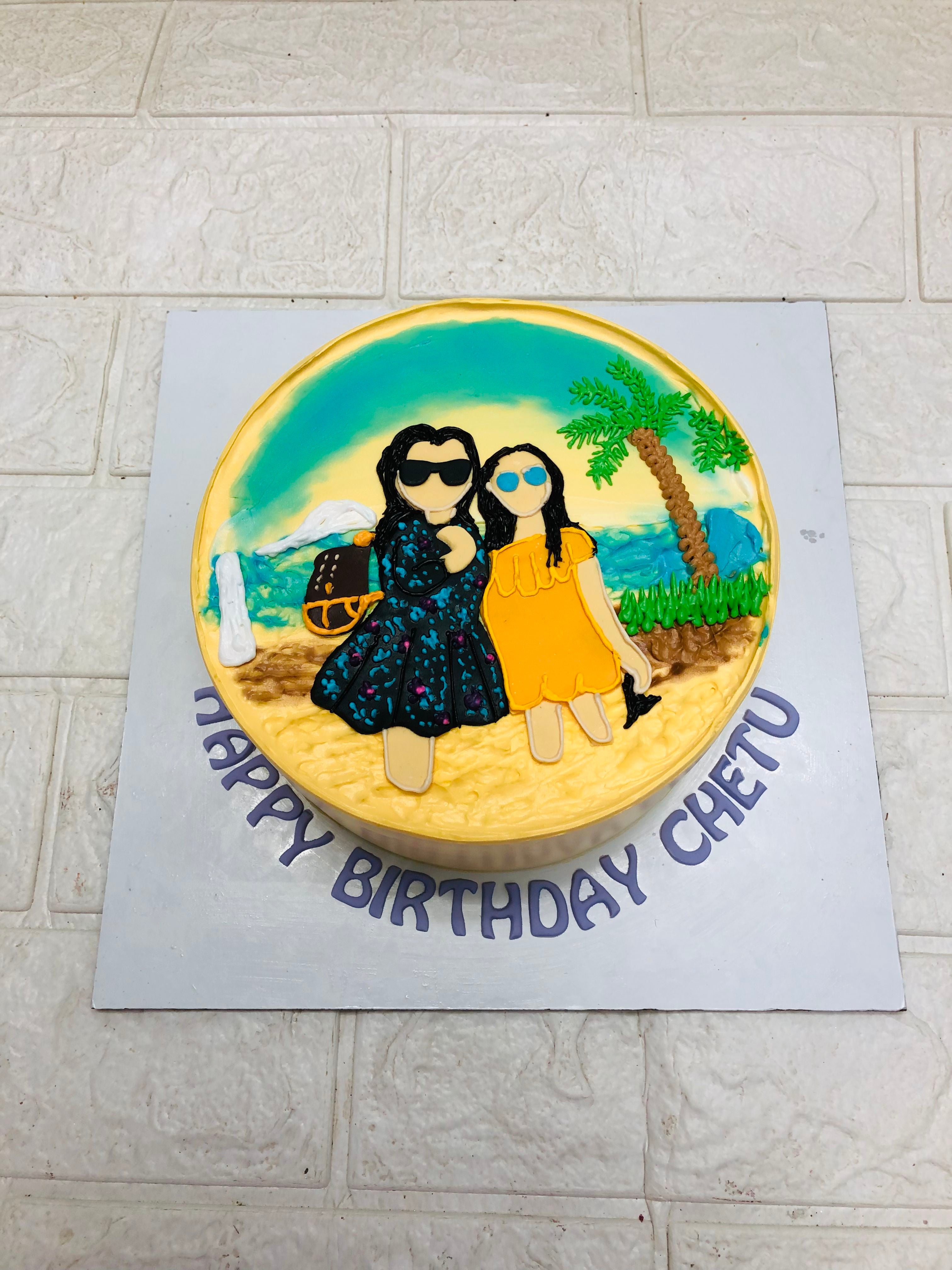 Beach-Themed Birthday Cake