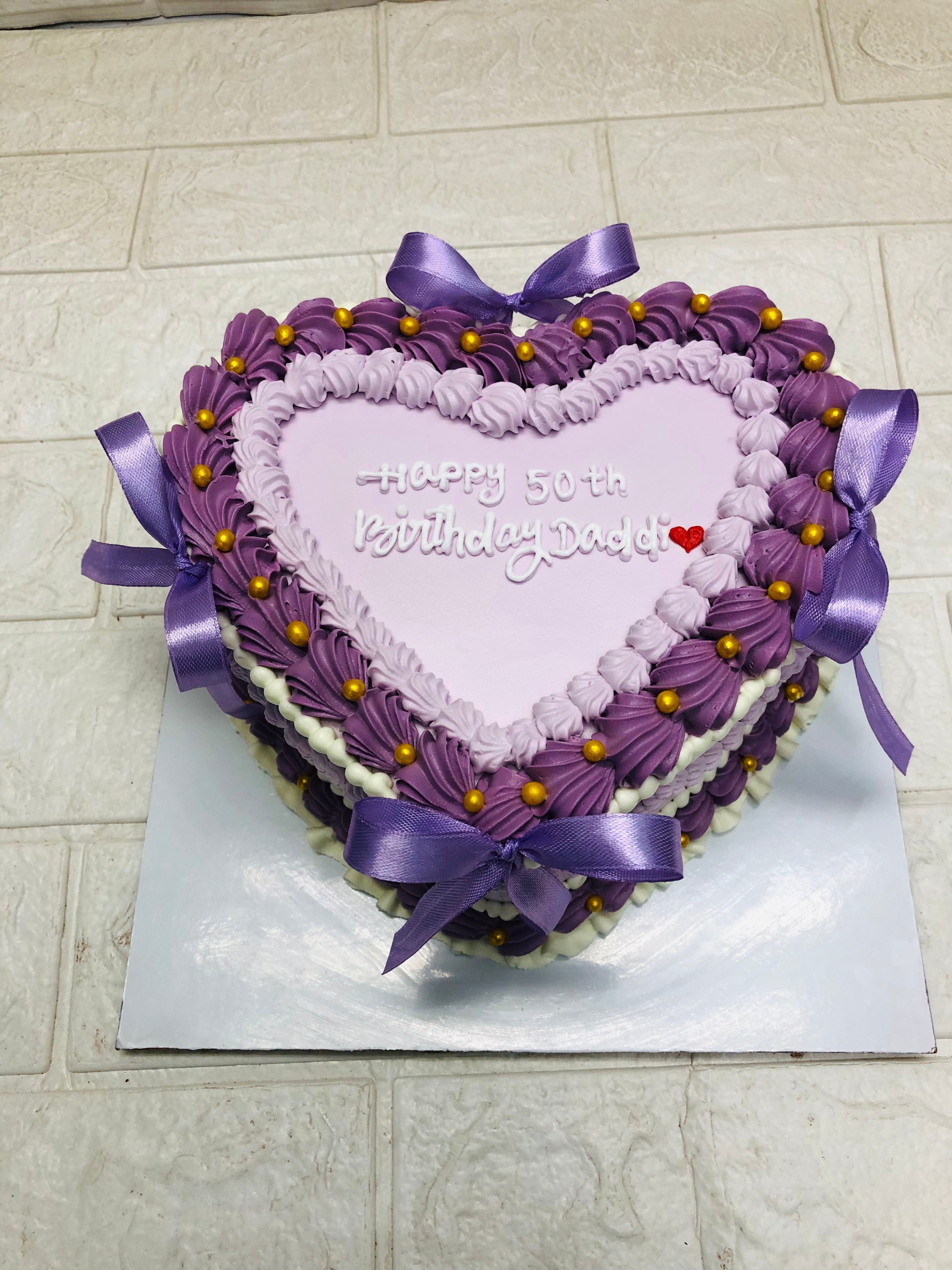 Heart-Shaped 50th Birthday Cake