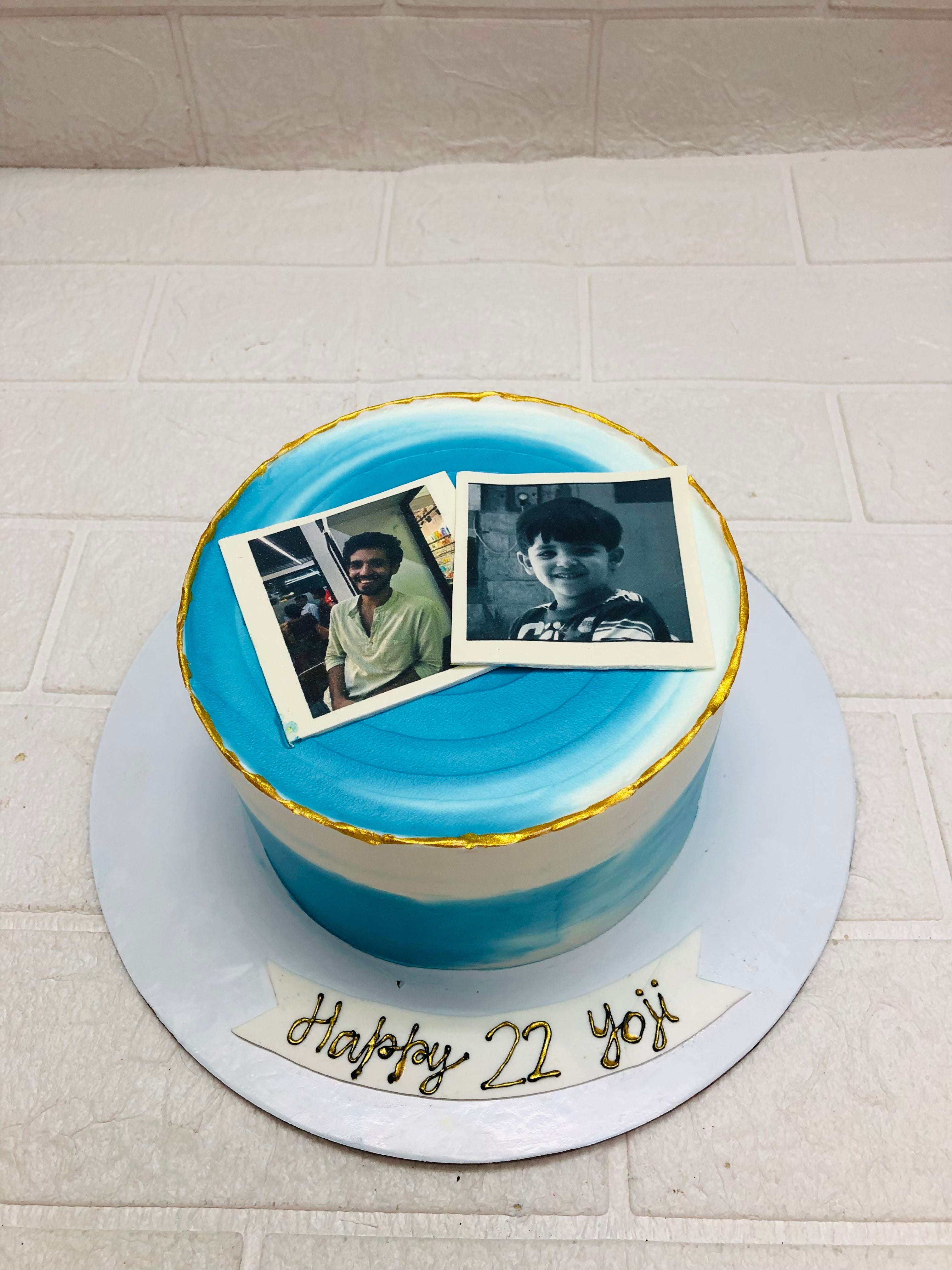 Blue & White Gradient photo cake