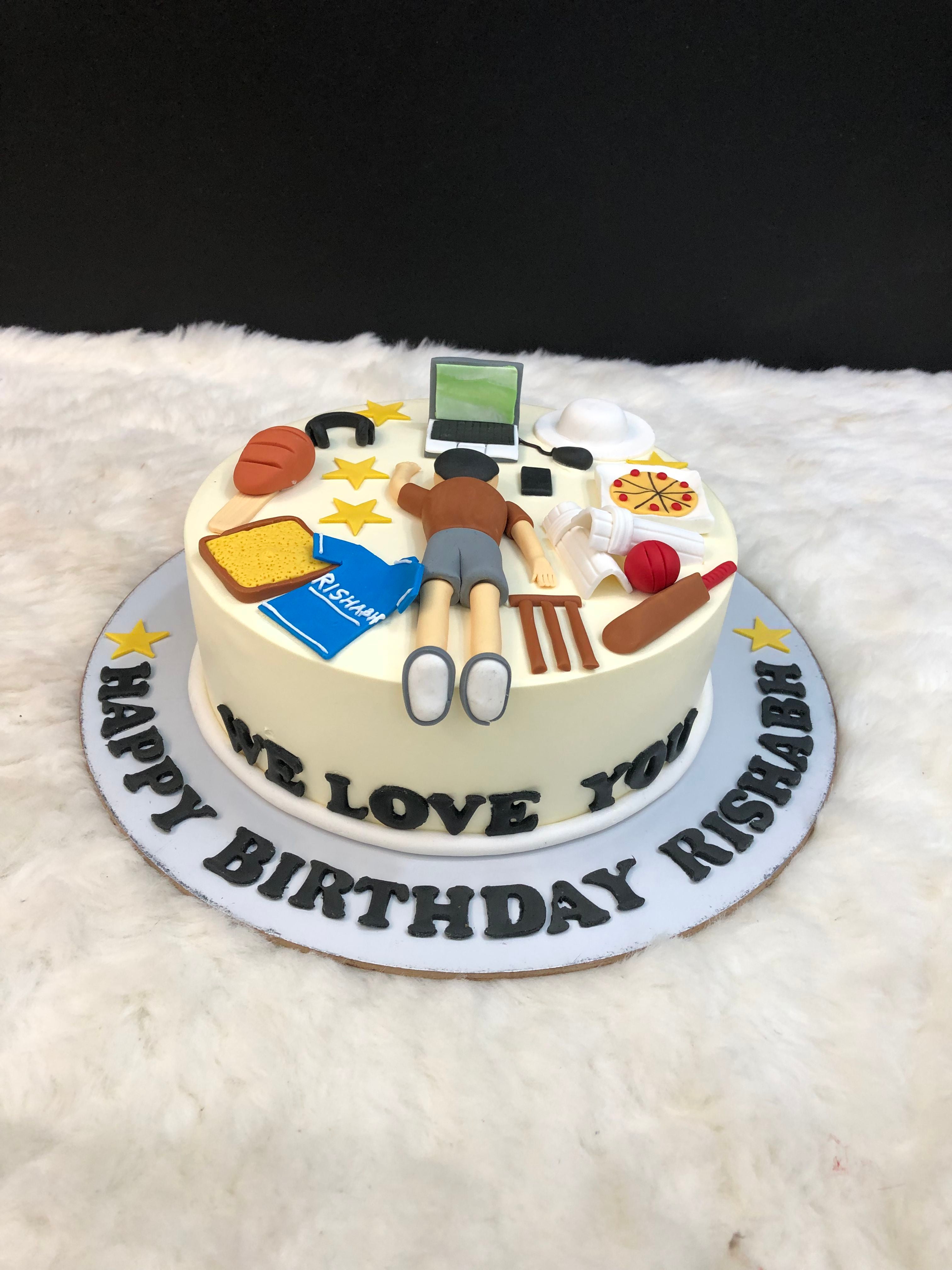 lazy cricketer theme cake