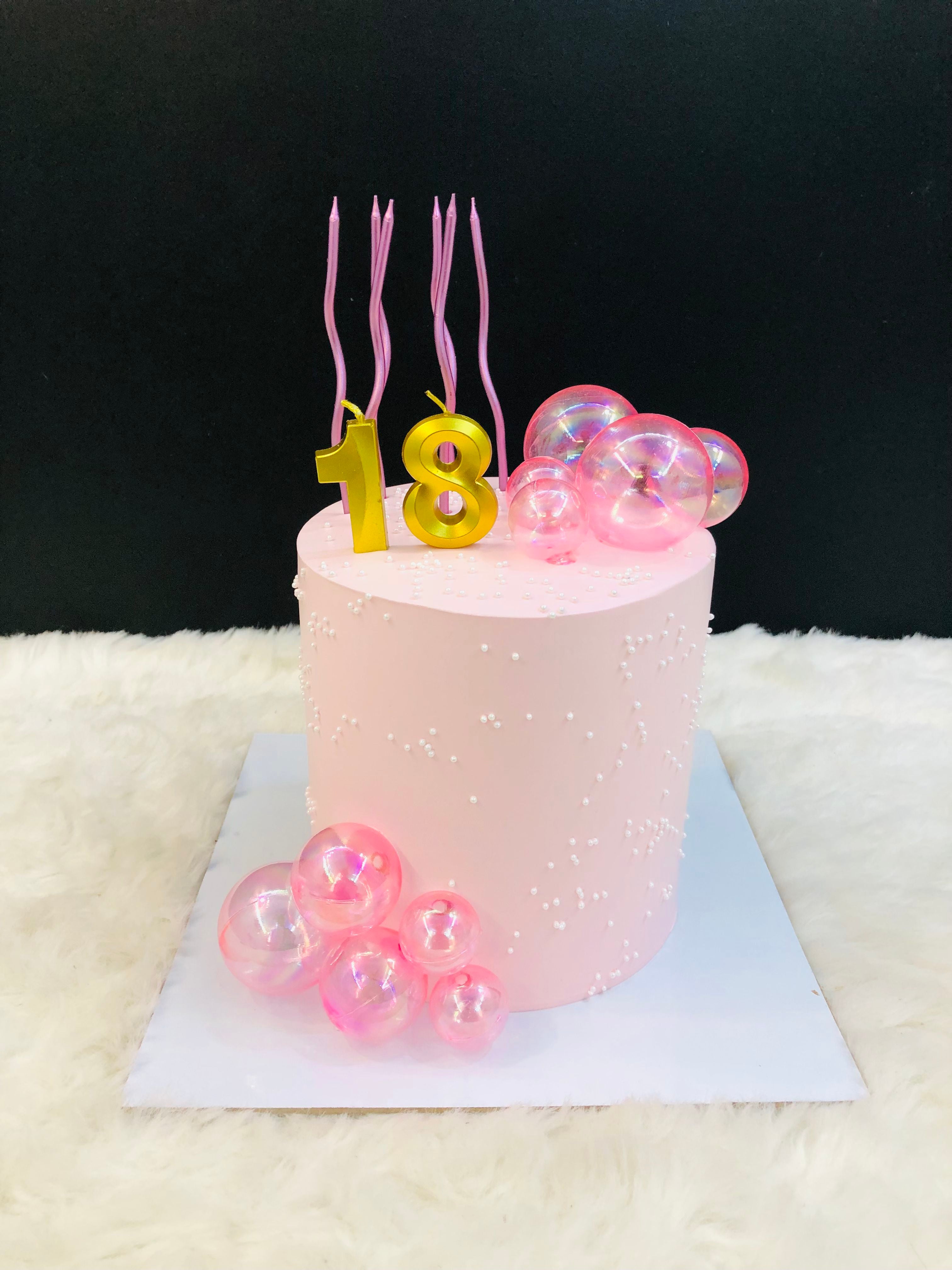 Pink Frosted with Balloon Decor cake