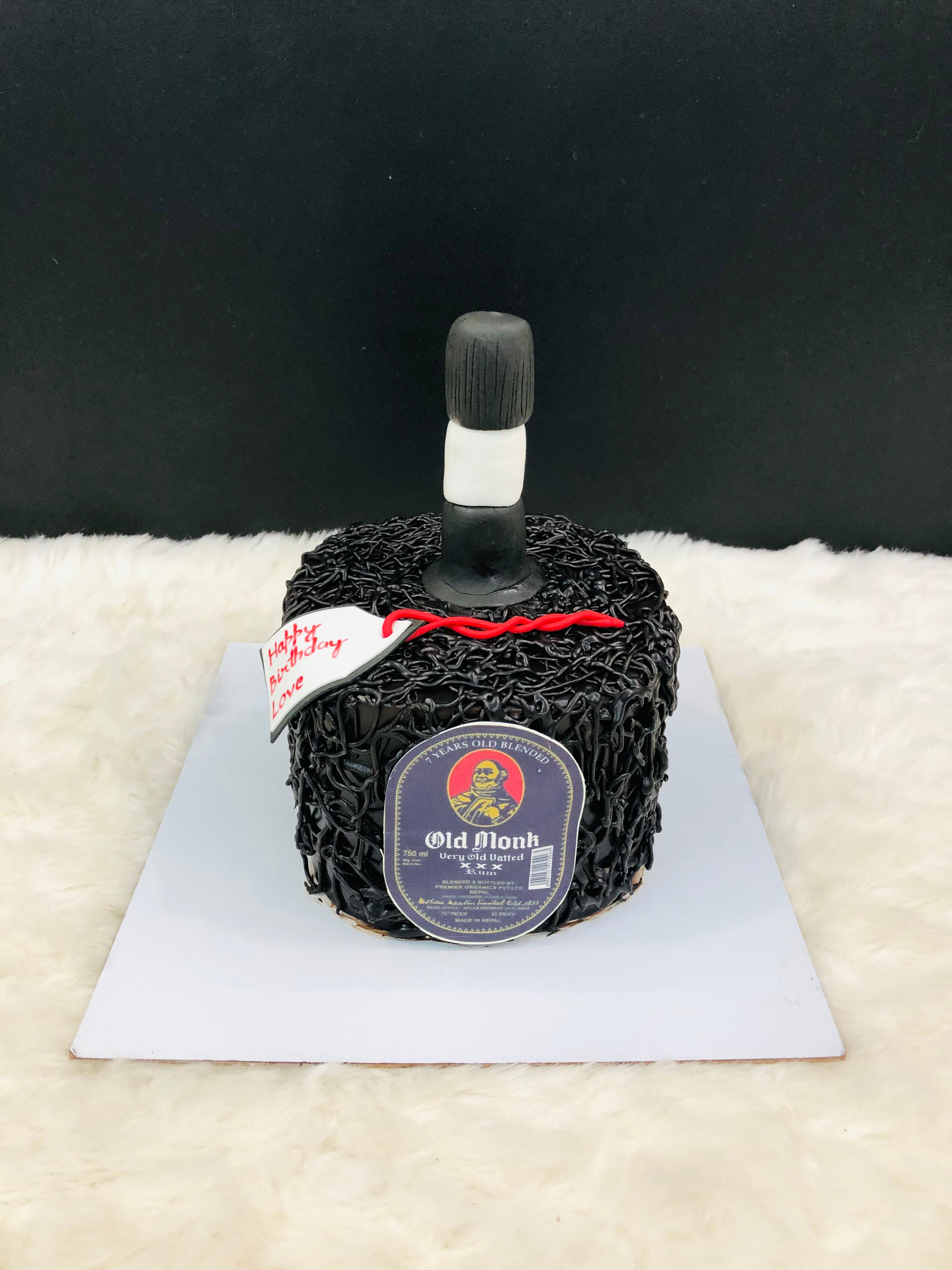 Old Monk Bottle Birthday Cake