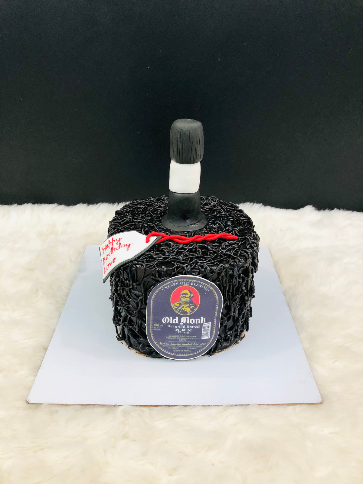 Old Monk Bottle Birthday Cake