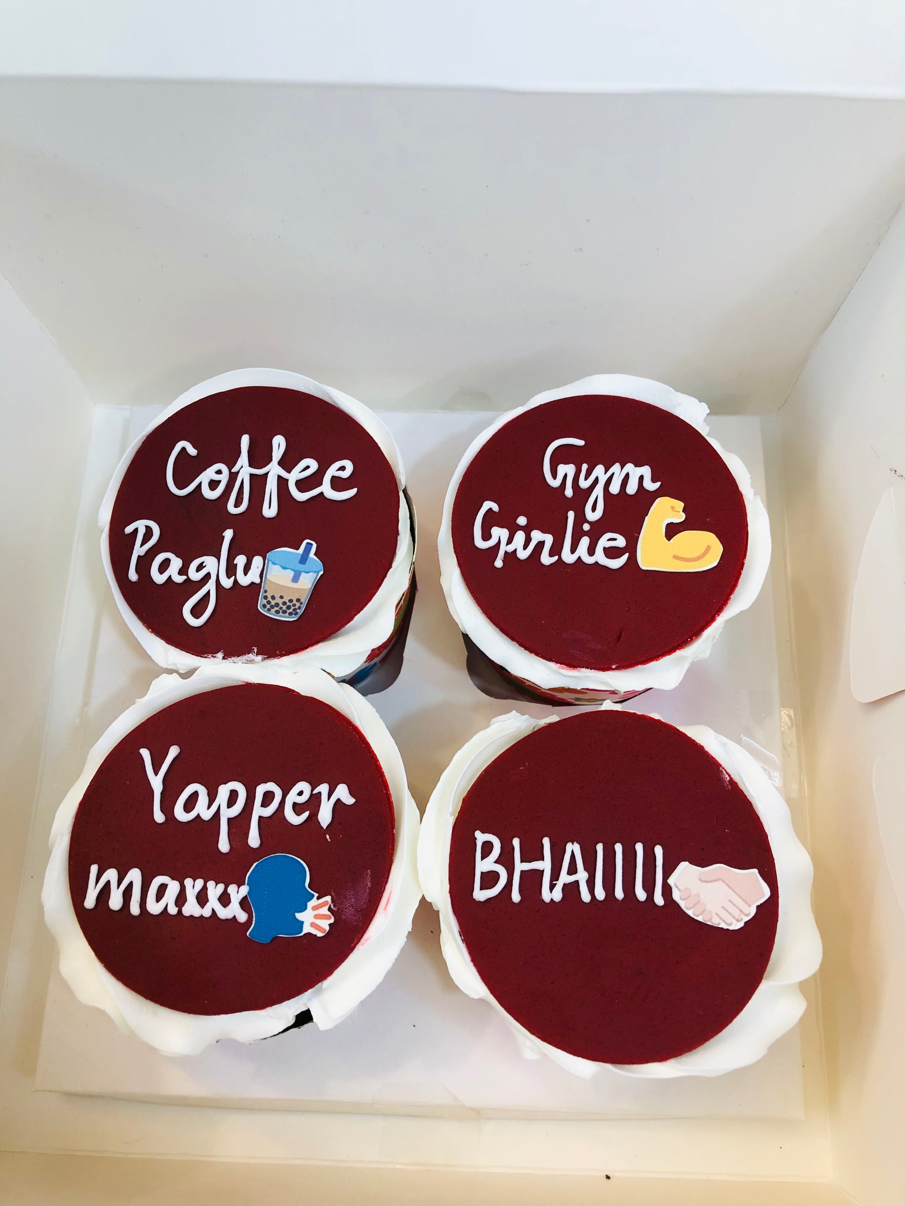 Red colour theme cup cakes combo