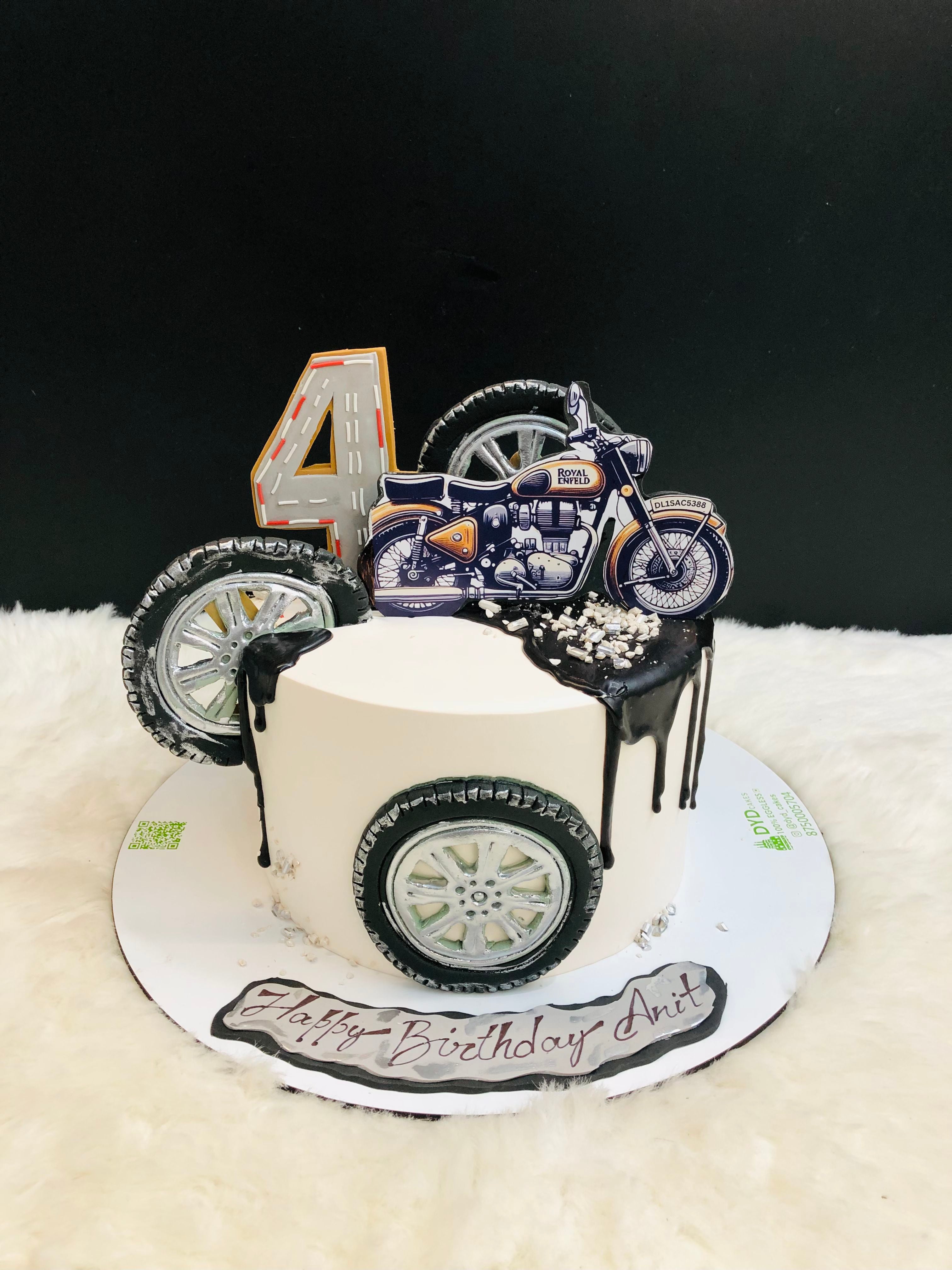 Motorcycle-Themed 4th Birthday Cake