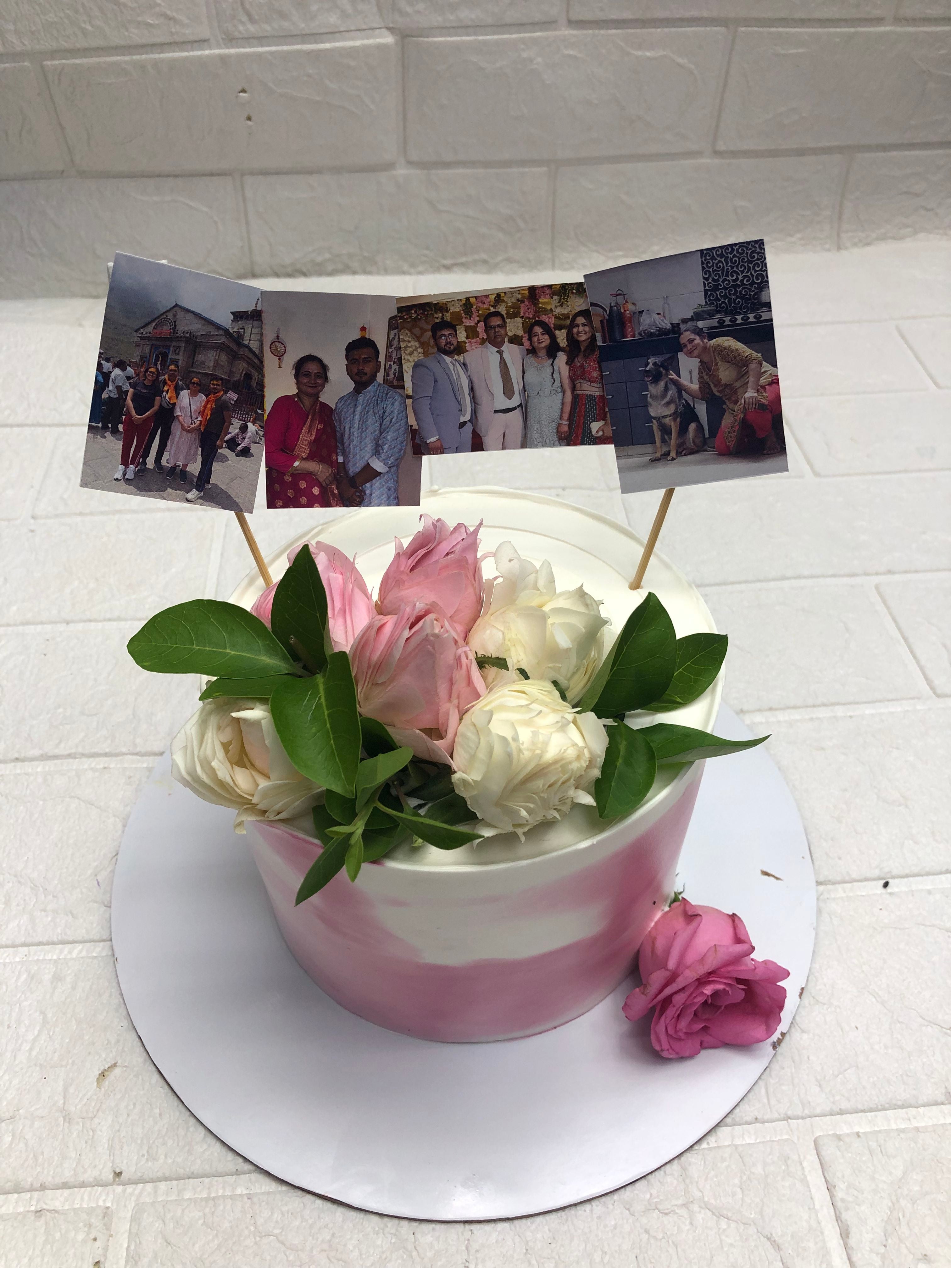 Pink-White Gradient Celebration Cake