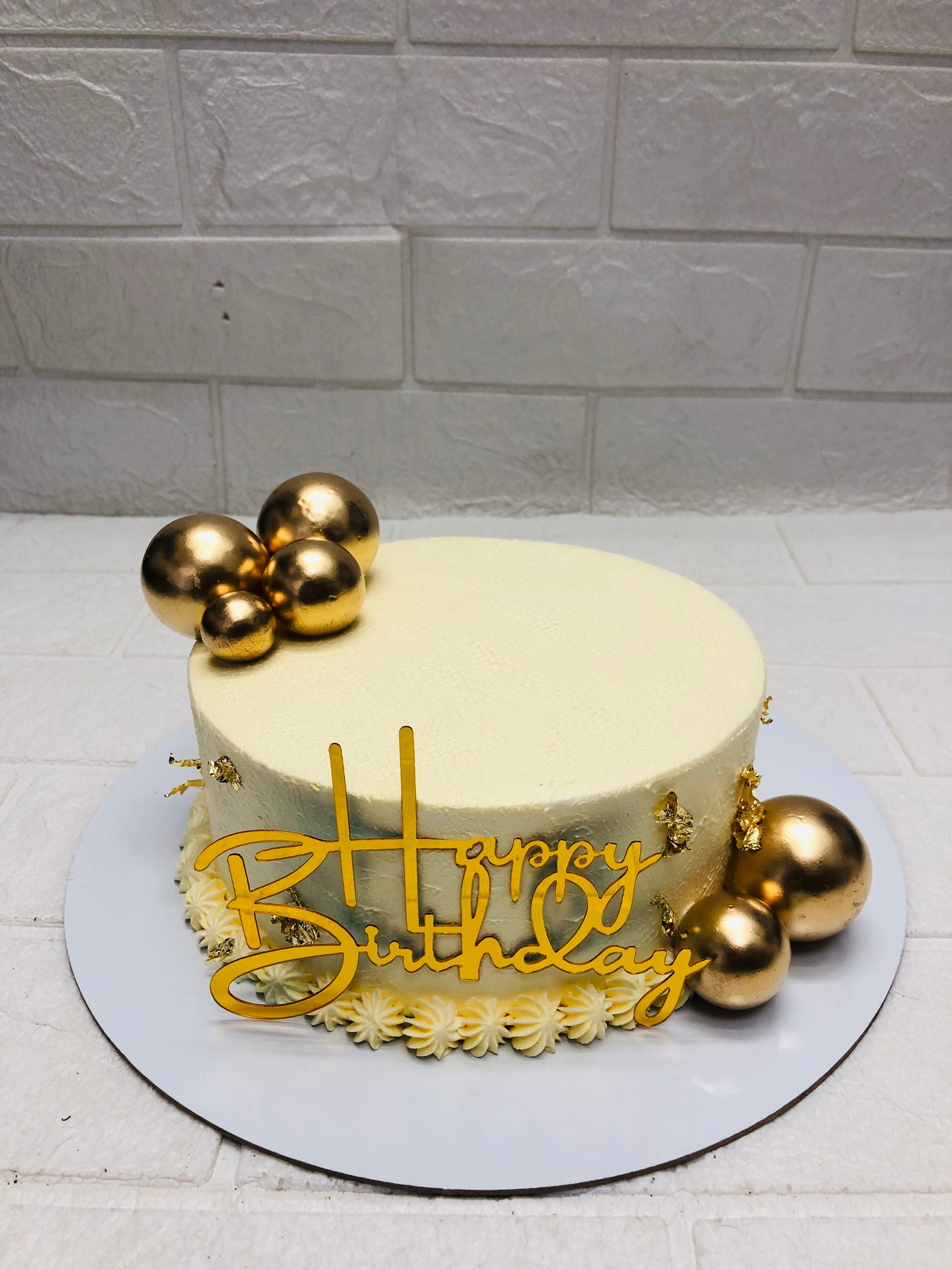 White & Gold Birthday Cake