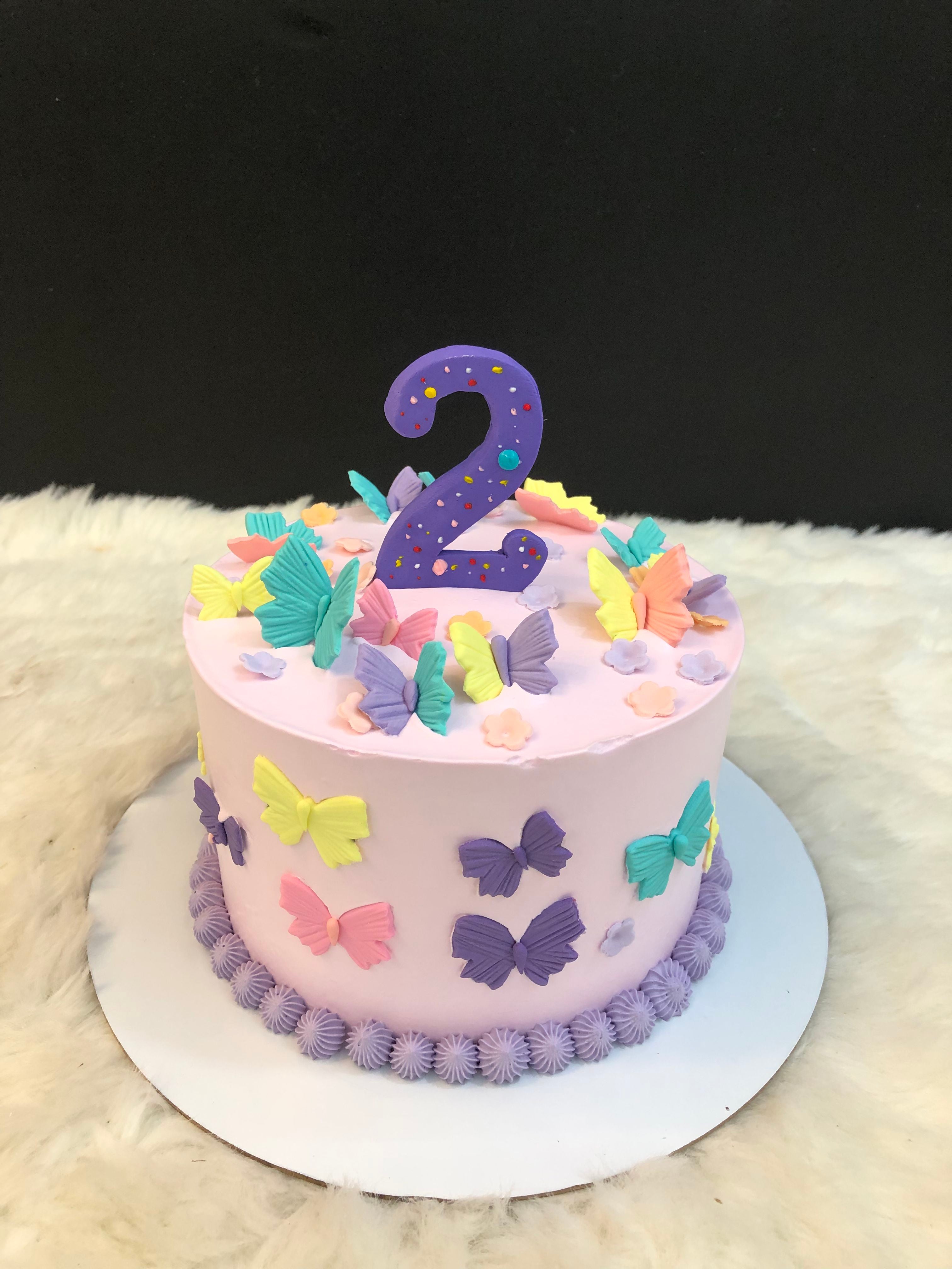 Light Purple with Colorful Butterflies