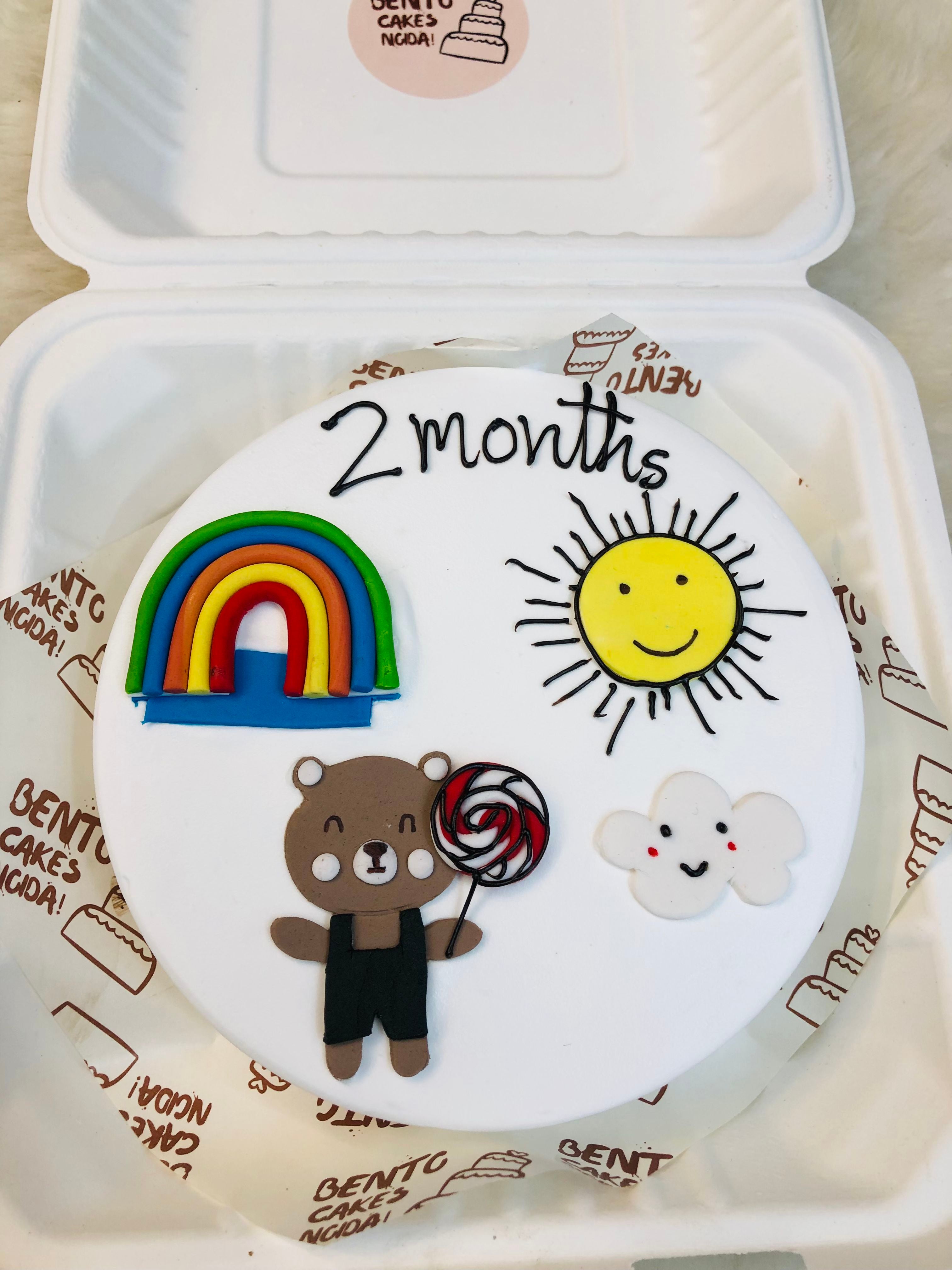 White with Rainbow, Sun, Bear,cake